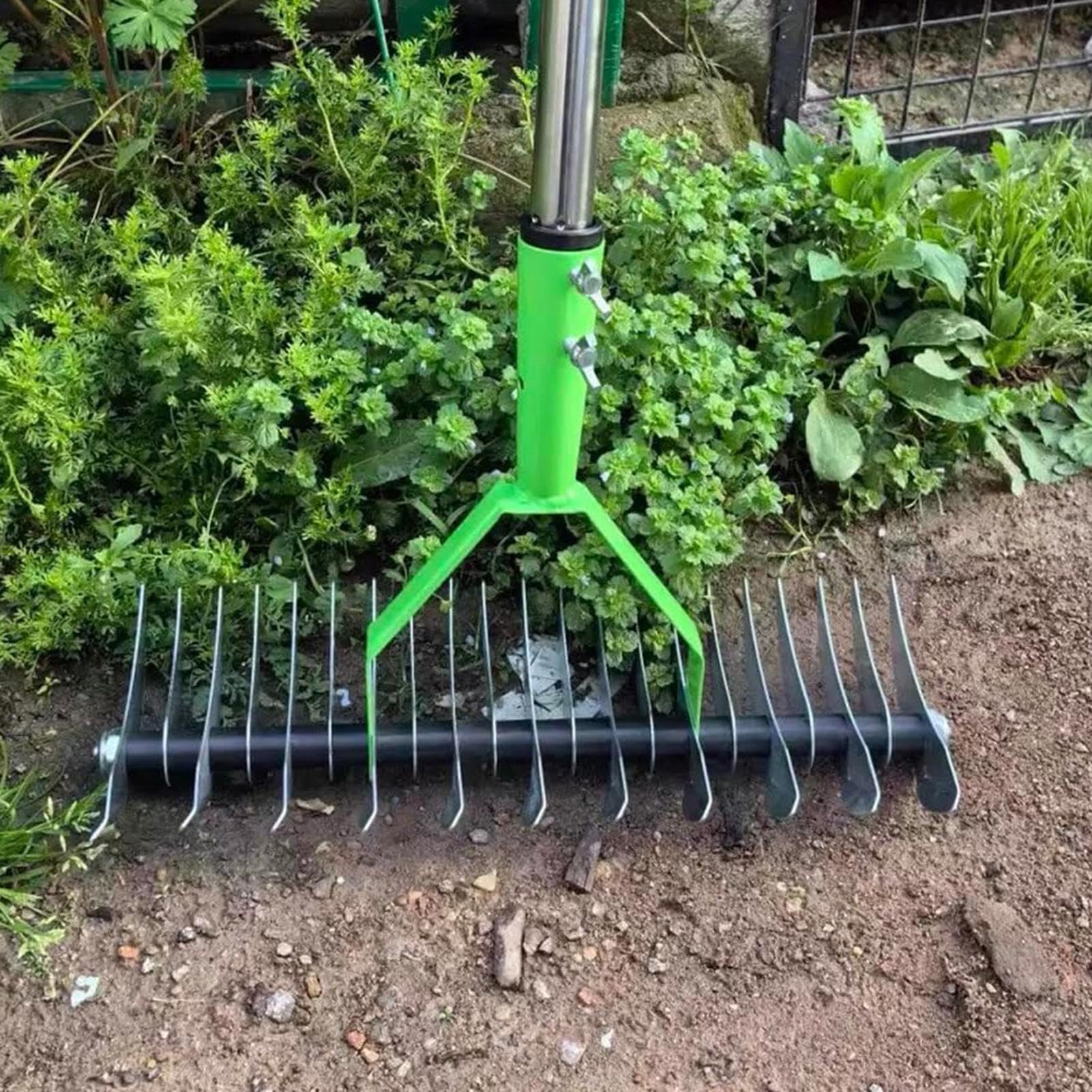Rastrillo de desmusgo – Mango antideslizante – Eliminador de fieltro de césped – para plantas de balcón, aflojamiento del suelo, cuidado exterior y jardín