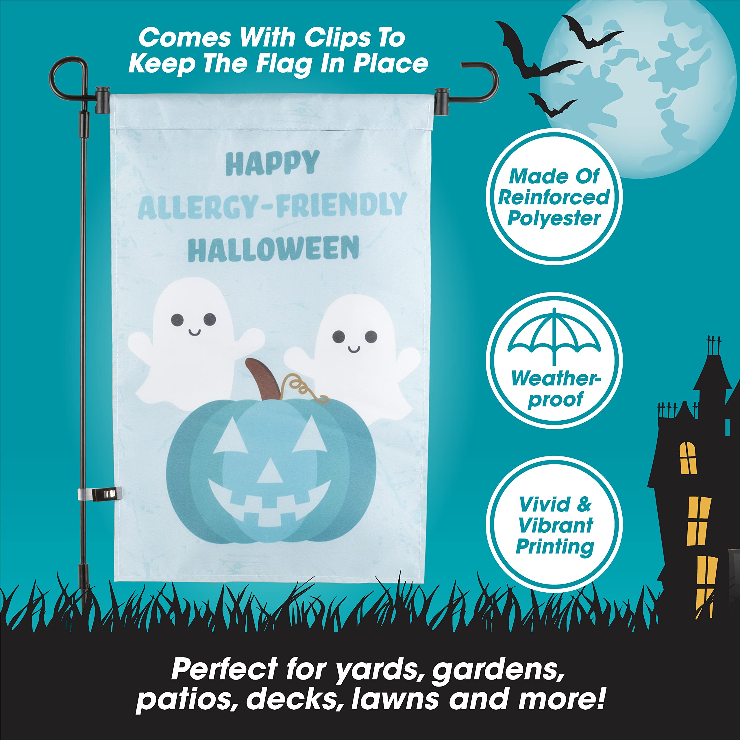 Arosche Halloween-Flagge 90 X 152 Cm – Doppelseitig Bedruckt, Mit Hexen & Katzen, Für Garten & Party
