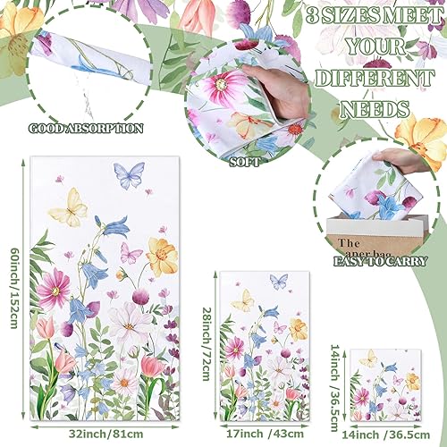 Miniatura 3 de Preboun Juego de 3 toallas de baño de flores silvestres, toallas de mano con diseño floral de acuarela de primavera, toallas de baño suaves con