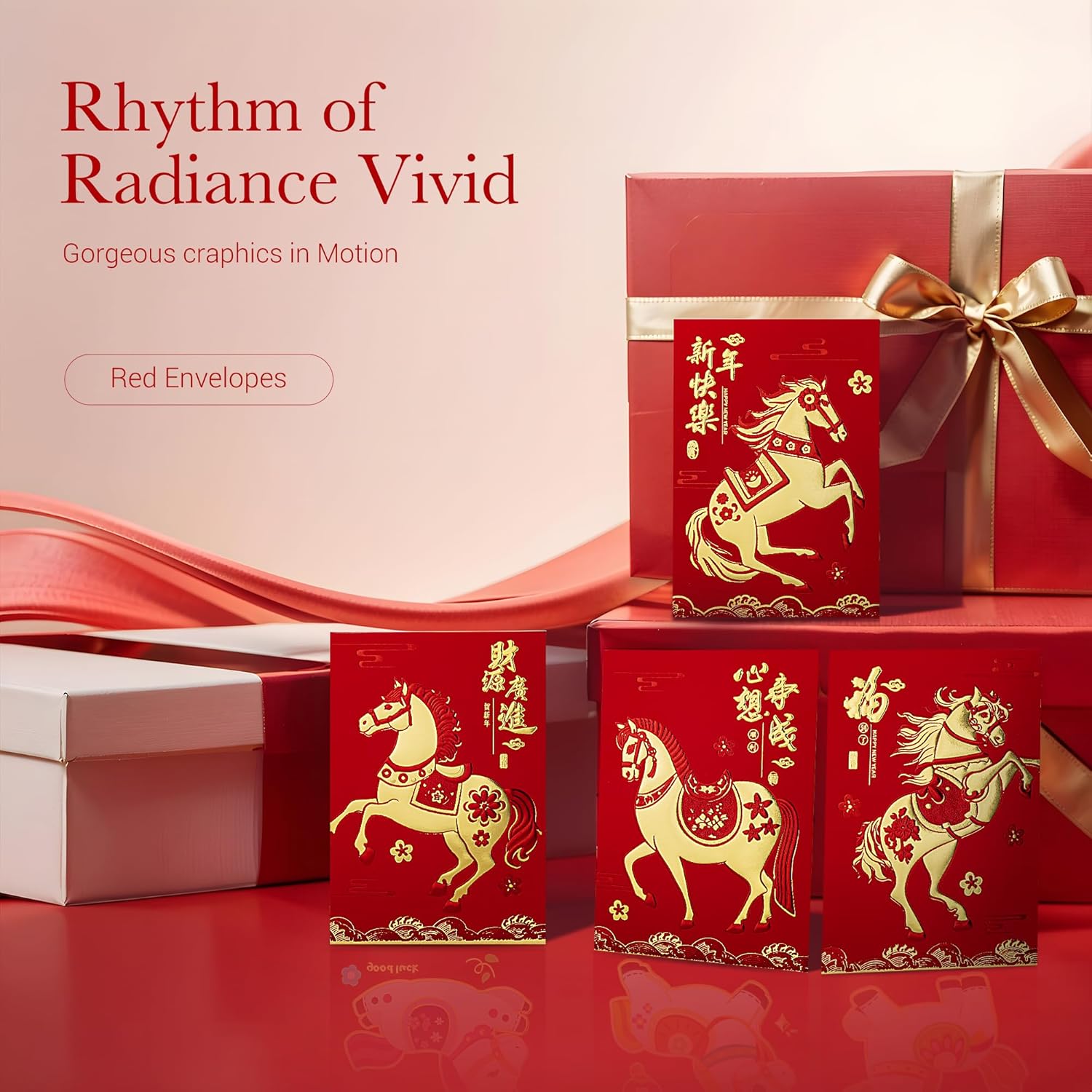 ThxToms 36pcs Red Envelopes Chinese New Year,Red Chinese Envelopes for Money Cash 2026 Horse Lunar New Year,6 Designs, Realistic Horse, M - Image 3