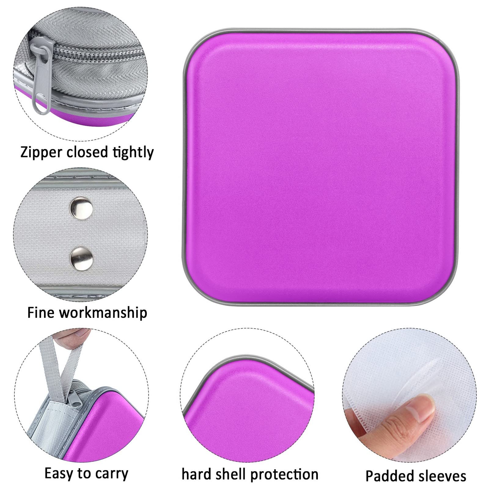 Siveit DVD-Hülle, CD-Hüllenhalter, DVD-Ordner, Brieftasche, Hartplastik, 48 Kapazität, CD/DVD-Disc-Hüllen Aufbewahrungsordner für Auto, Zuhause, Büro, Reisen (lila)