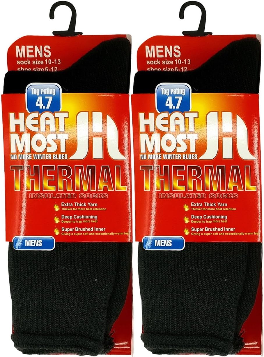 USBingoshop 2 Pairs Mens Heat Thick Insulated Extreme Boot Winter Thermal Socks 10-13