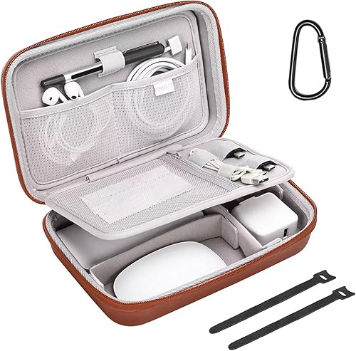 MOSISO Funda organizadora electrónica de viaje compatible con adaptador de corriente MacBook, compatible con Magic Mouse y lápiz, tarjeta SD, disco