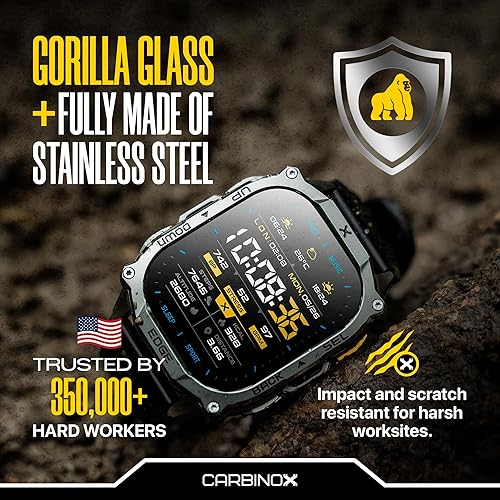 Miniatura 4 de CARBINOX Edge Smart Watch con cargador 1.96″ AMOLED, acero inoxidable, IP69K/5ATM rastreadores de fitness, doble banda GNSS, 500mAh, llamadas