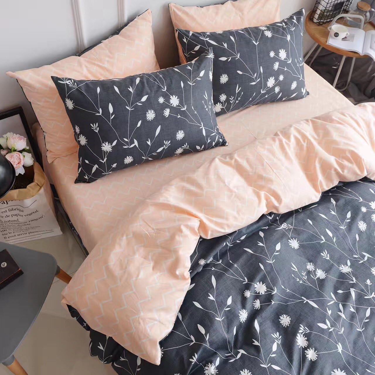 Tор Rаtеd HIGHBUY Lightweight Full Bedding Sets Queen Flower Branches Duvet Cover Set Peach Pink Grey Priemium Cotton Comforter Cover Set Kids 3 Pieces Queen Duvet Cover with 2 Pillowcases,Zipper Closure Bеѕt Dеаl HIGHBUY Lightweight Full Bedding Sets Queen Flower Branches Duvet Cover Set Peach Pink Grey Priemium Cotton Comforter Cover Set Kids 3 Pieces Queen Duvet Cover with 2 Pillowcases,Zipper Closure