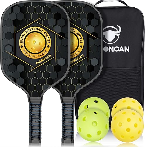 Paletas de pickleball  Juego de bolas de pickleball con 4 paletas de madera o 2 de fibra de vidrio, juego de raquetas de pickleball con agarre