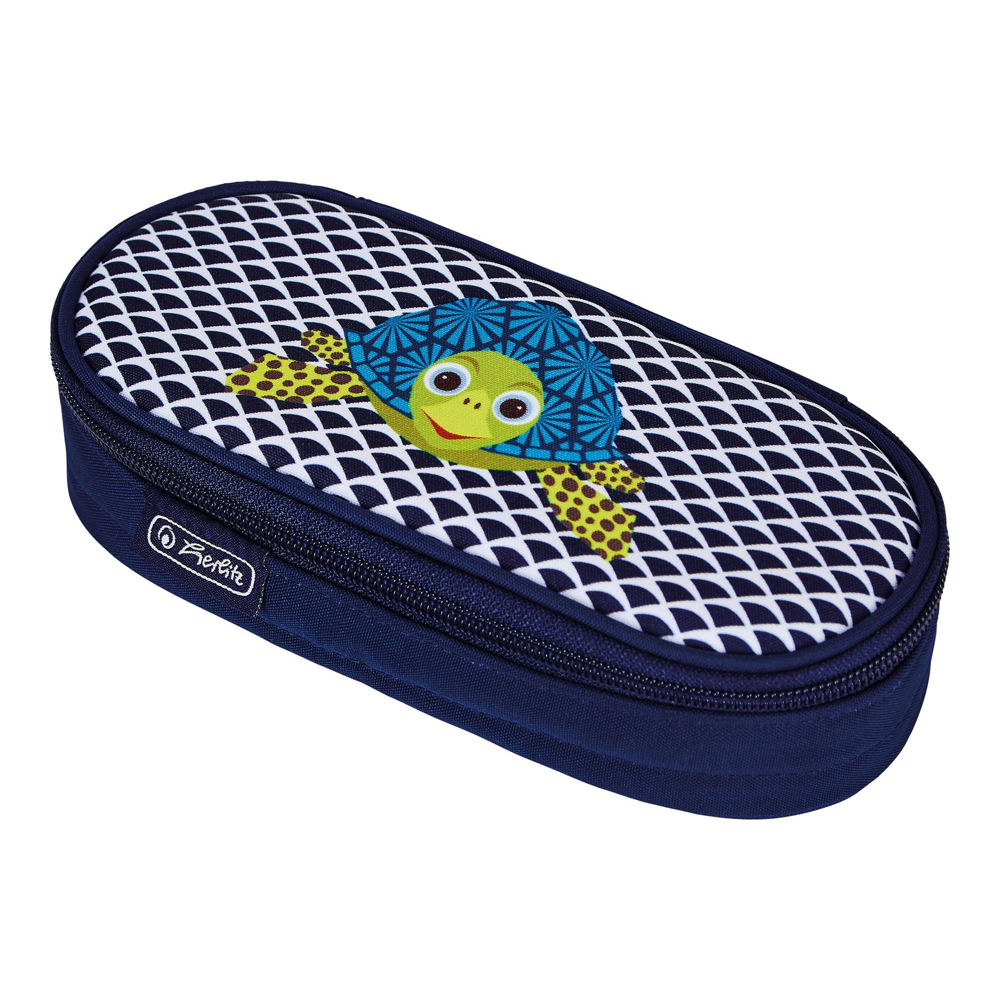 Herlitz Airgo Pencil Case, Blue, White, Cute Animals Turtle, 21,5 x 9 x 5,5 cm