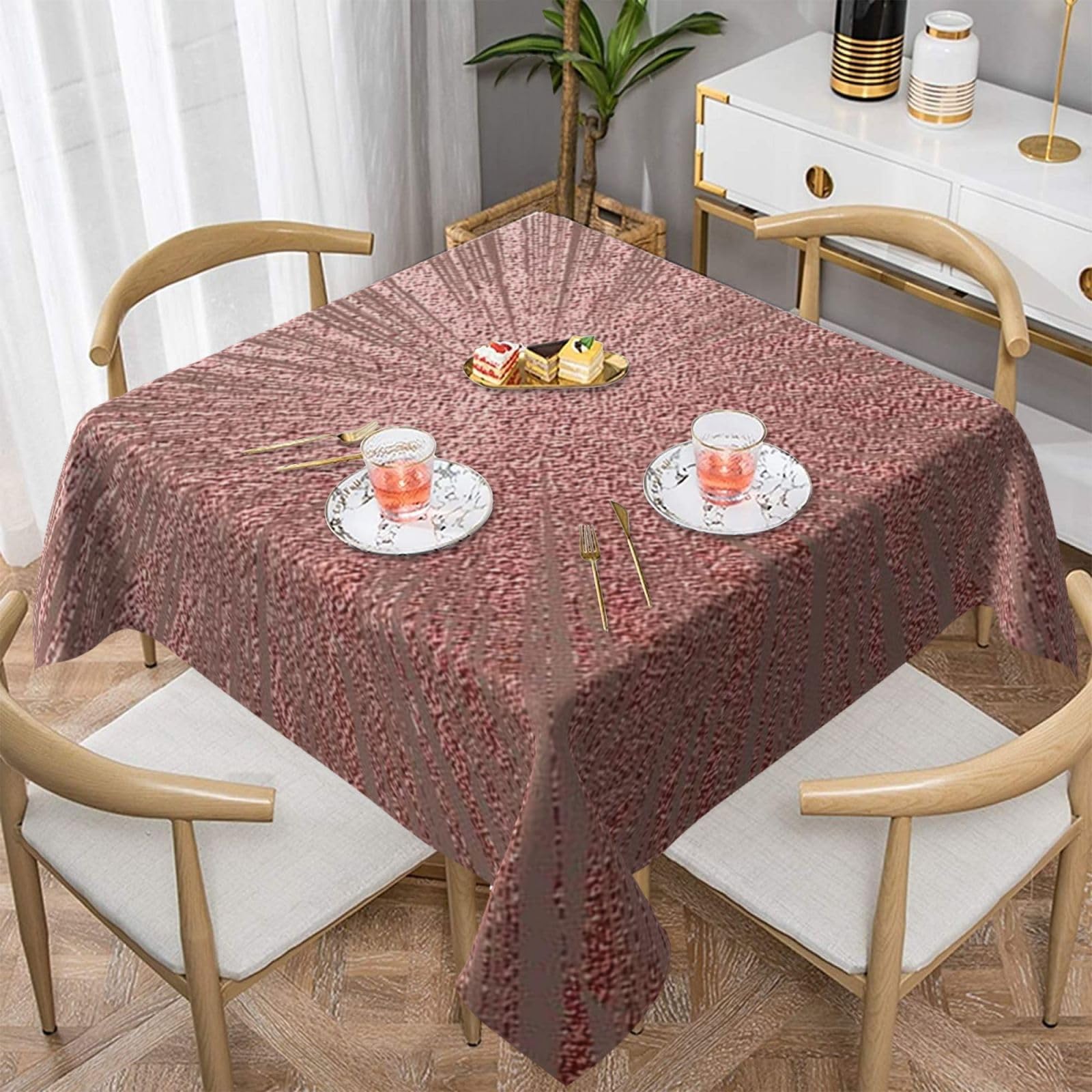 Nappe anti-poussière or rose imperméable pour protéger la table des taches