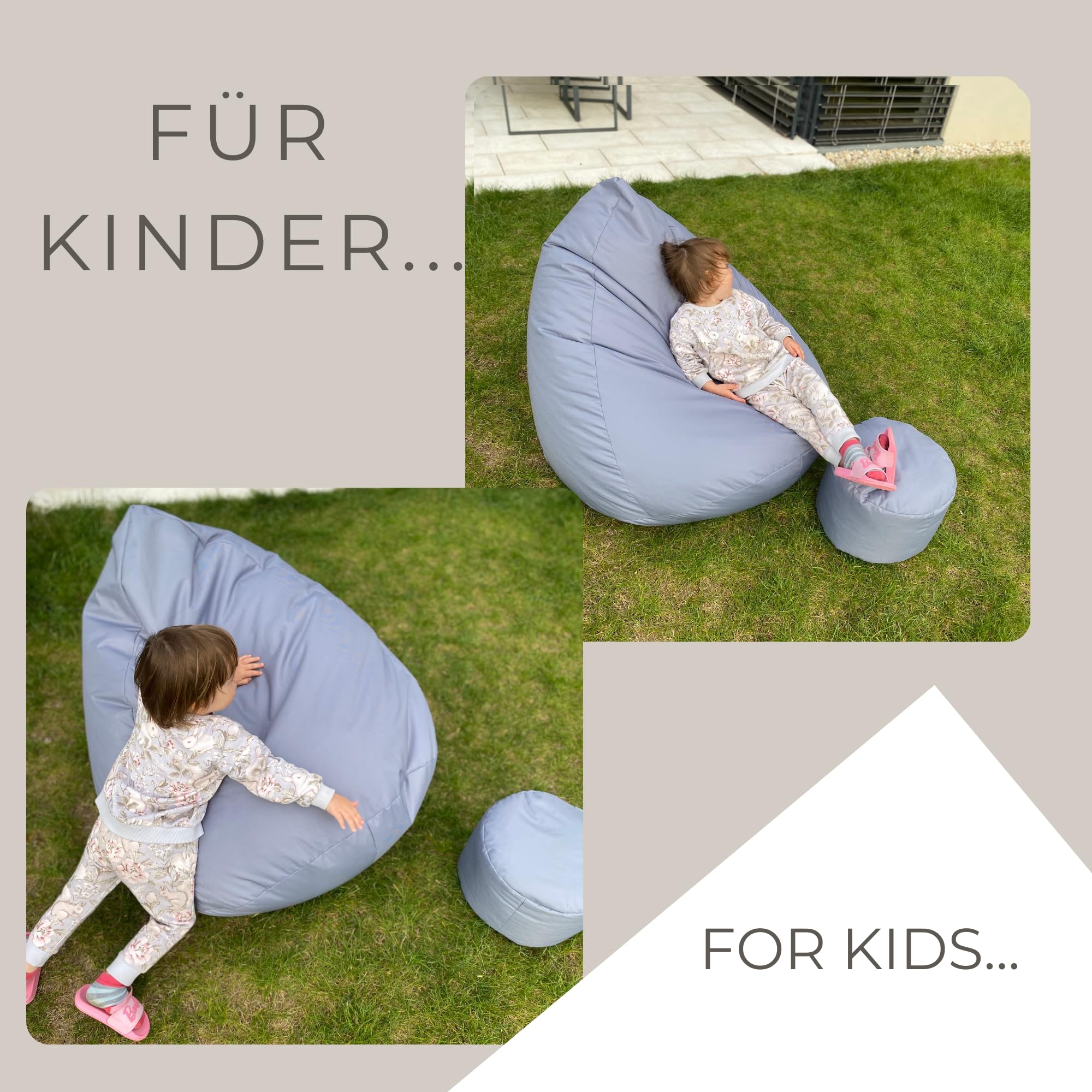 Slevobox Pouf Poire Avec Repose-Pieds Noir 112x82x82cm - Pouf