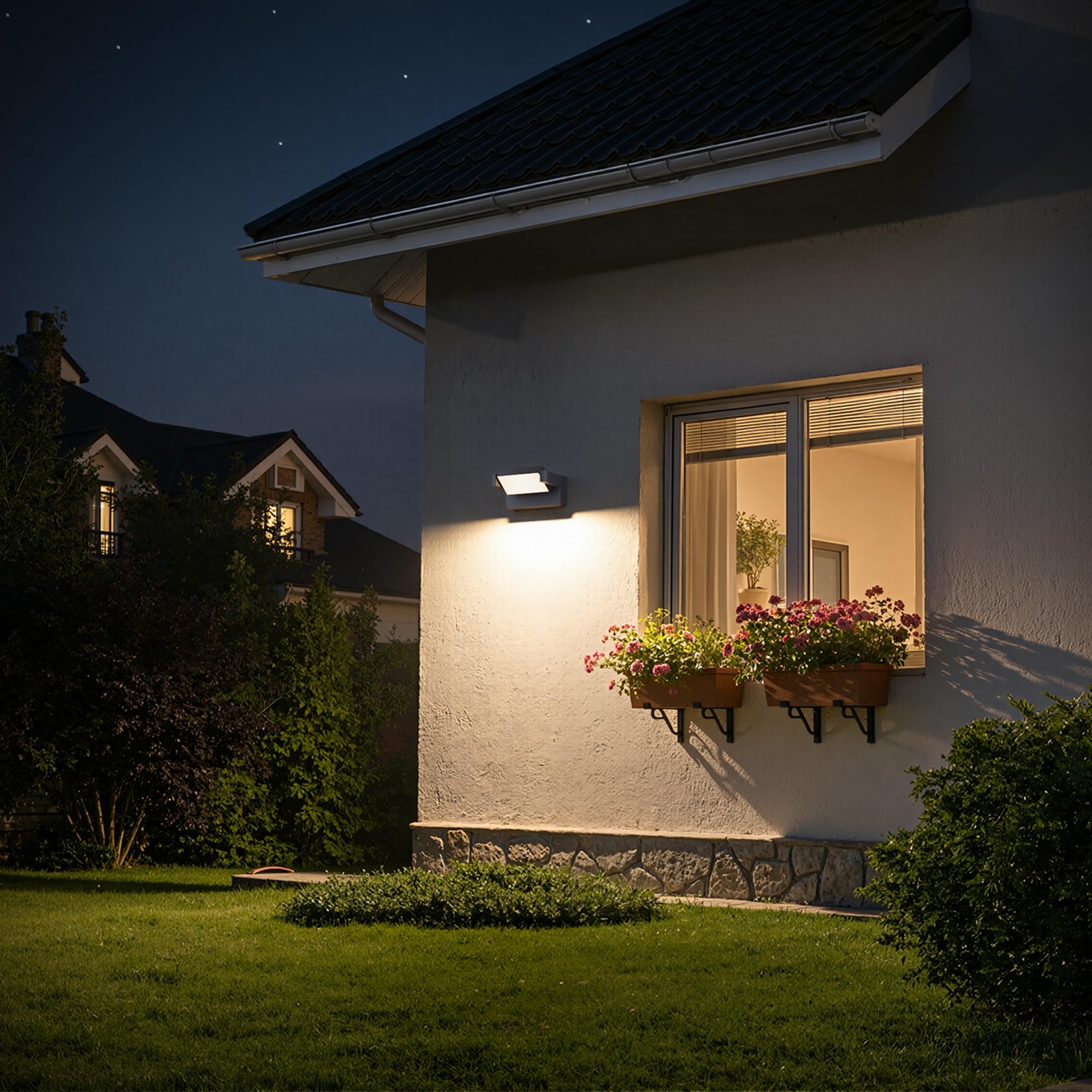 Aipsun 24W LED Lámpara de Pared Exterior/Interior IP65,Antracita | Luz Ajustable (350°) | Aluminio Fundido Duradero para Entrada, Jardín, Terraza, Garaje | Blanco Cálido 3000K | Moderno Diseño