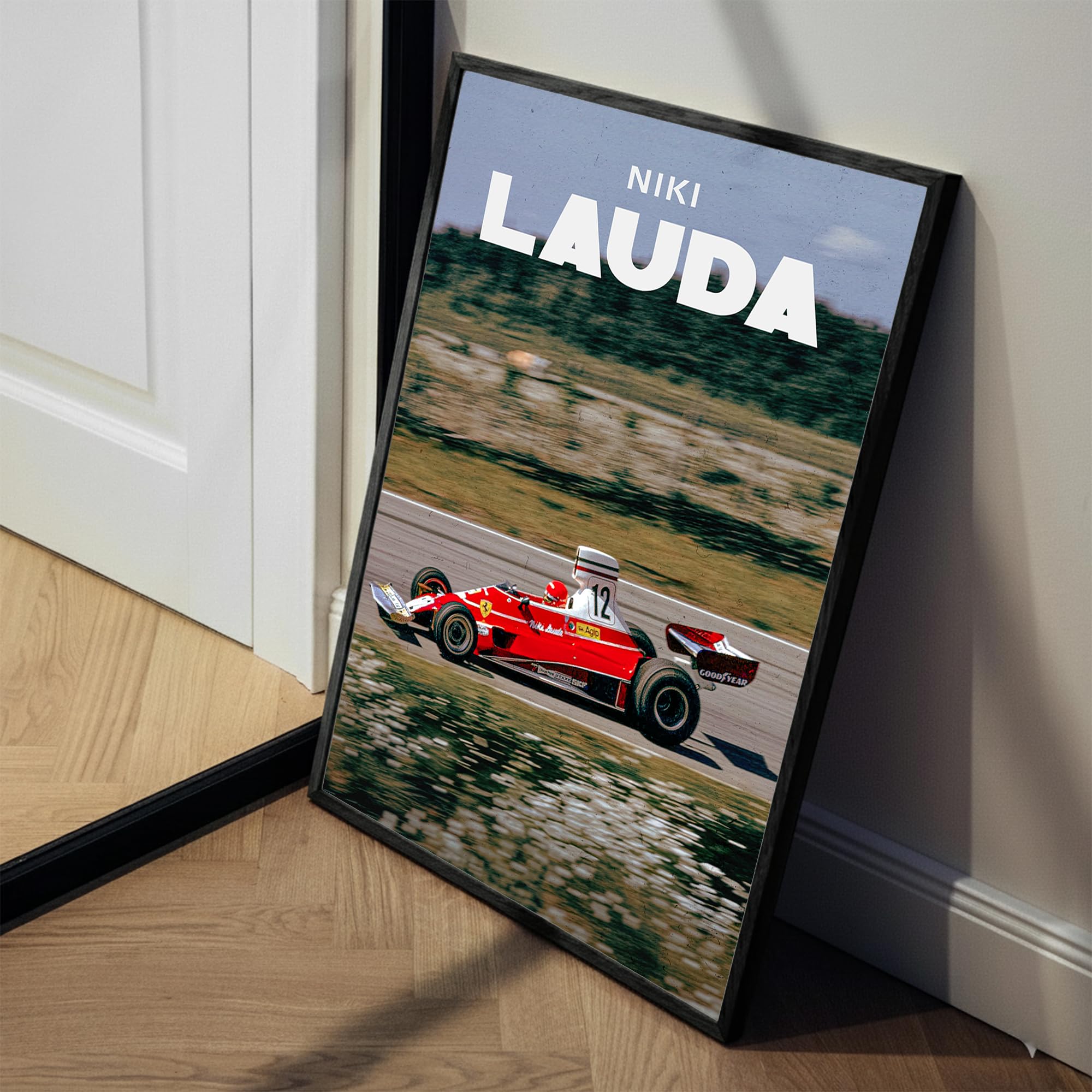 PodiumPe Niki Lauda Formula 1 Poster | Classic Vintage Ferrari Aesthetic Poster for Walls | A3 Size (Medium) | Unframed