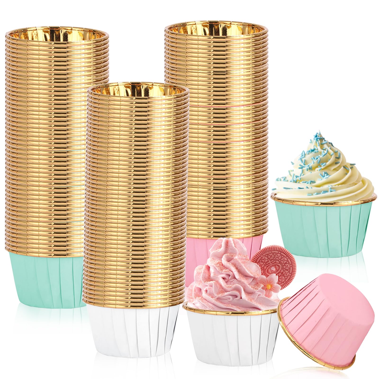 150 Stück Cupcake-Förmchen In 5 Farben - Backförmchen Für Muffins & Desserts 44×35mm