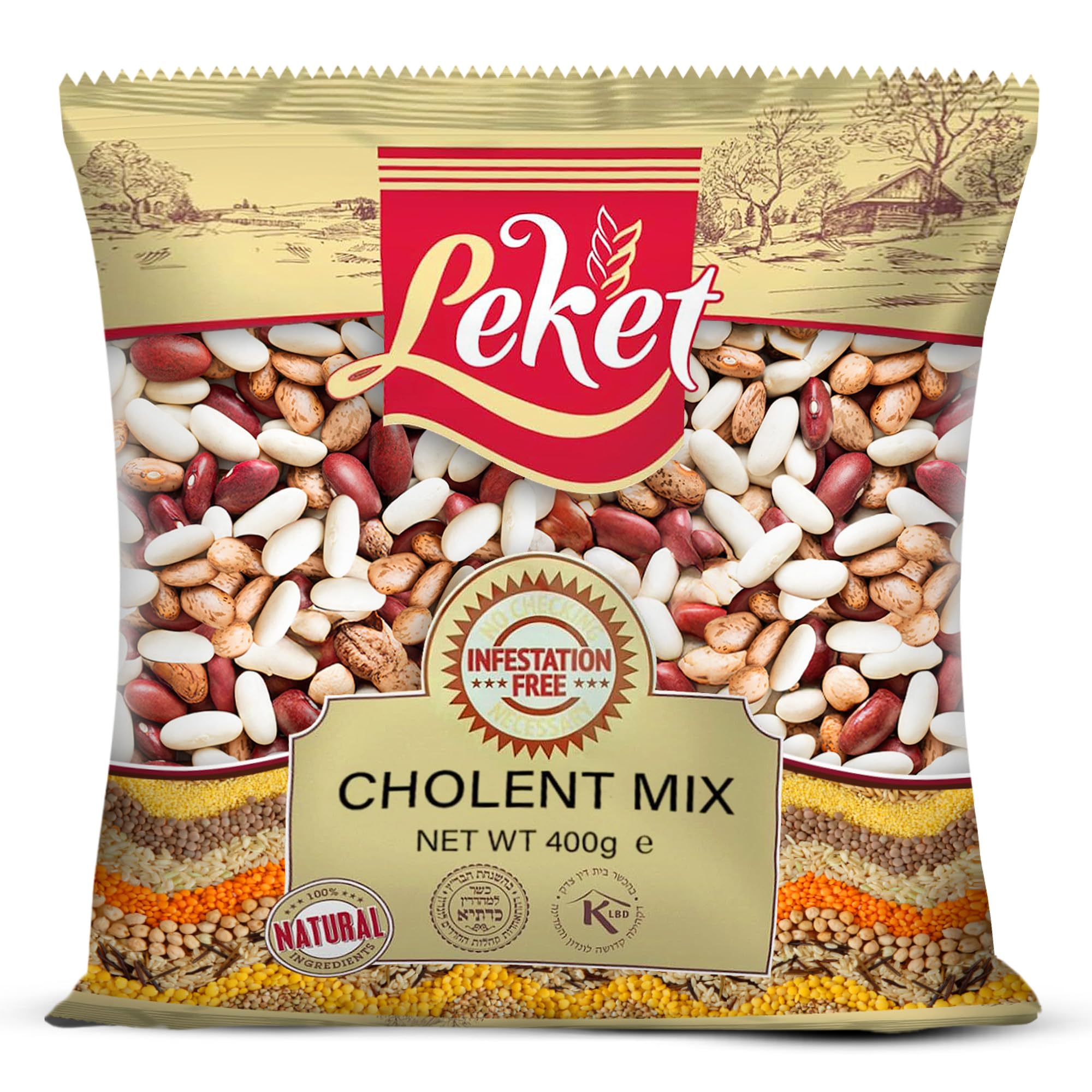 – Leket Cholent Beans Mix 400g - Premium Blend of White Kidney, Red Kidney, Haricot, and Pinto Beans for Hearty Stews