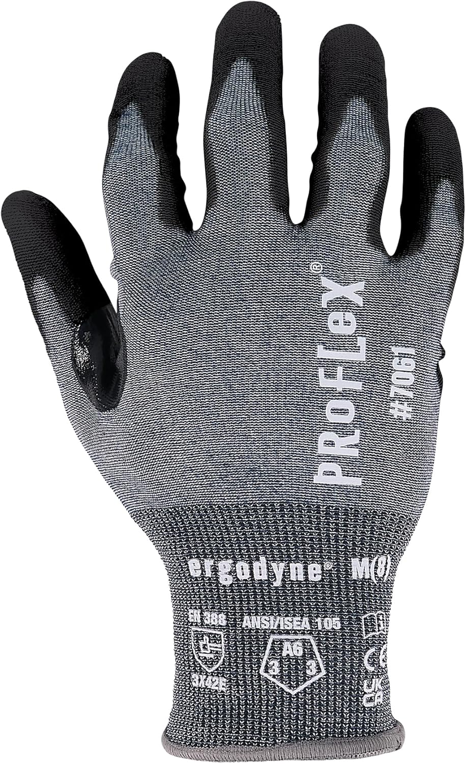Ergodyne ProFlex 7061 Cut Resistant Gloves, ANSI/ISEA 105-2016 A6, PU Coated Palm, 21g, Touchscreen Capable