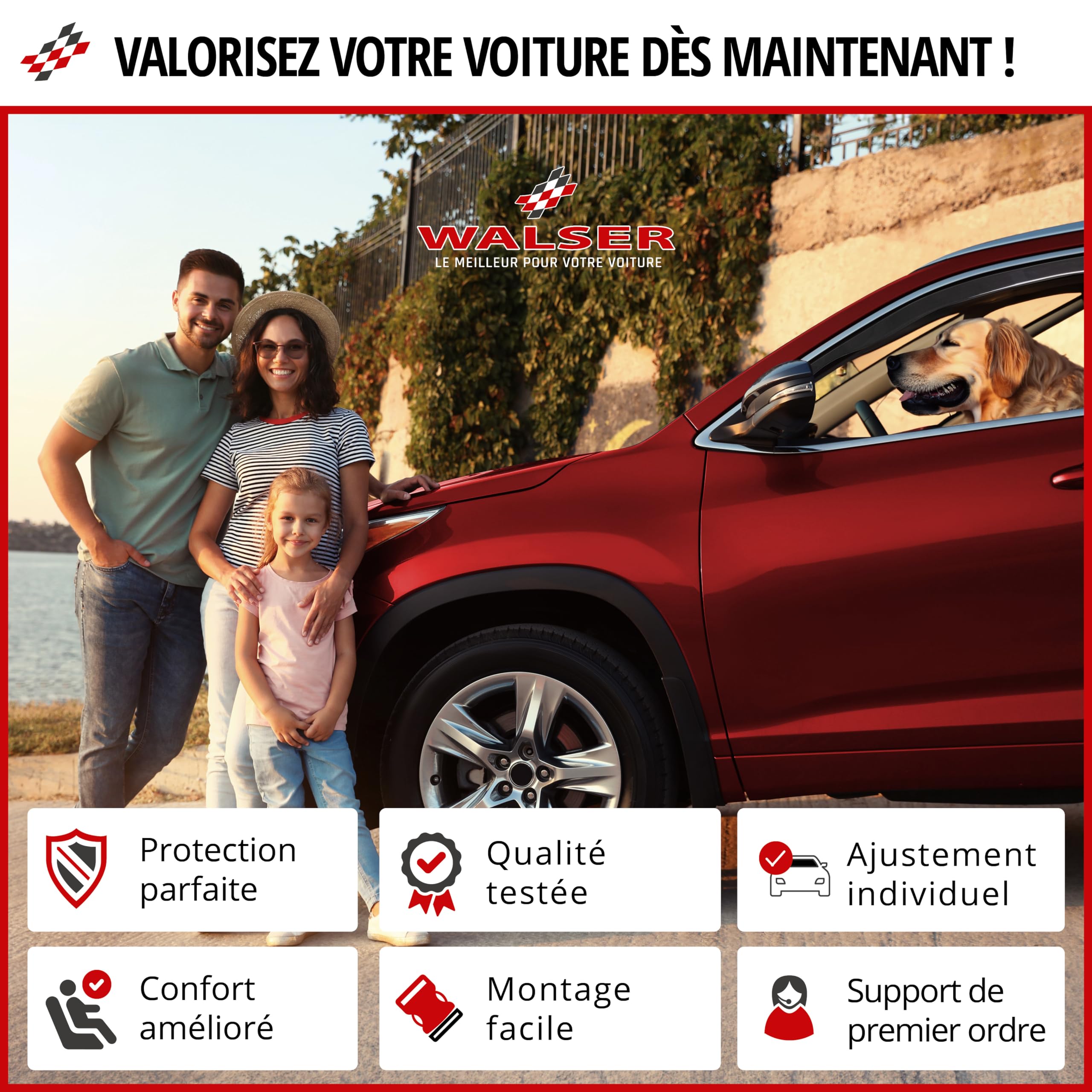 WALSER Déflecteurs de vent compatible avec Audi A3 (8P1) 05/2003-12/2013, A3 Sportback (8PA) 09/2004-12/2015