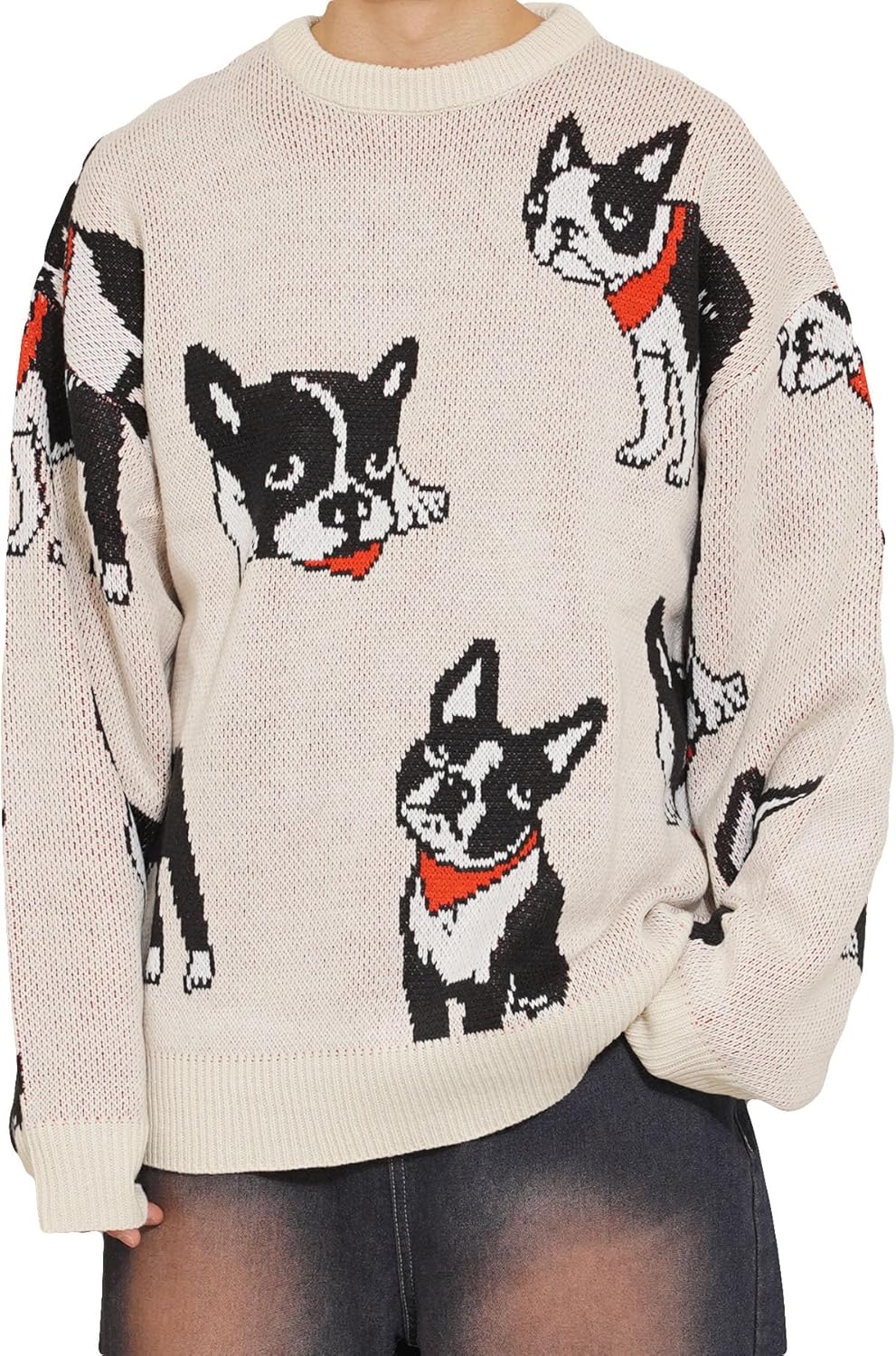 PEARLY GATES】メンズ レオパード柄クルーネックニット プルオーバー