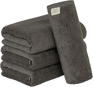 タオル研究所 [ボリュームリッチ] #003 バスタオル チャコールグレー 4枚セット ホテル仕様 厚手 ふかふか ボリューム 高速吸水 耐久性 綿100% 480GSM JapanTechnology