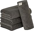 【Amazon.co.jp限定】タオル研究所 [ボリュームリッチ] #003 バスタオル チャコールグレー 4枚セット ホテル仕様 ふかふか 高速吸水 綿100% 耐久性 毛羽落ち少ない 【選べる10色】 Japan Technology
