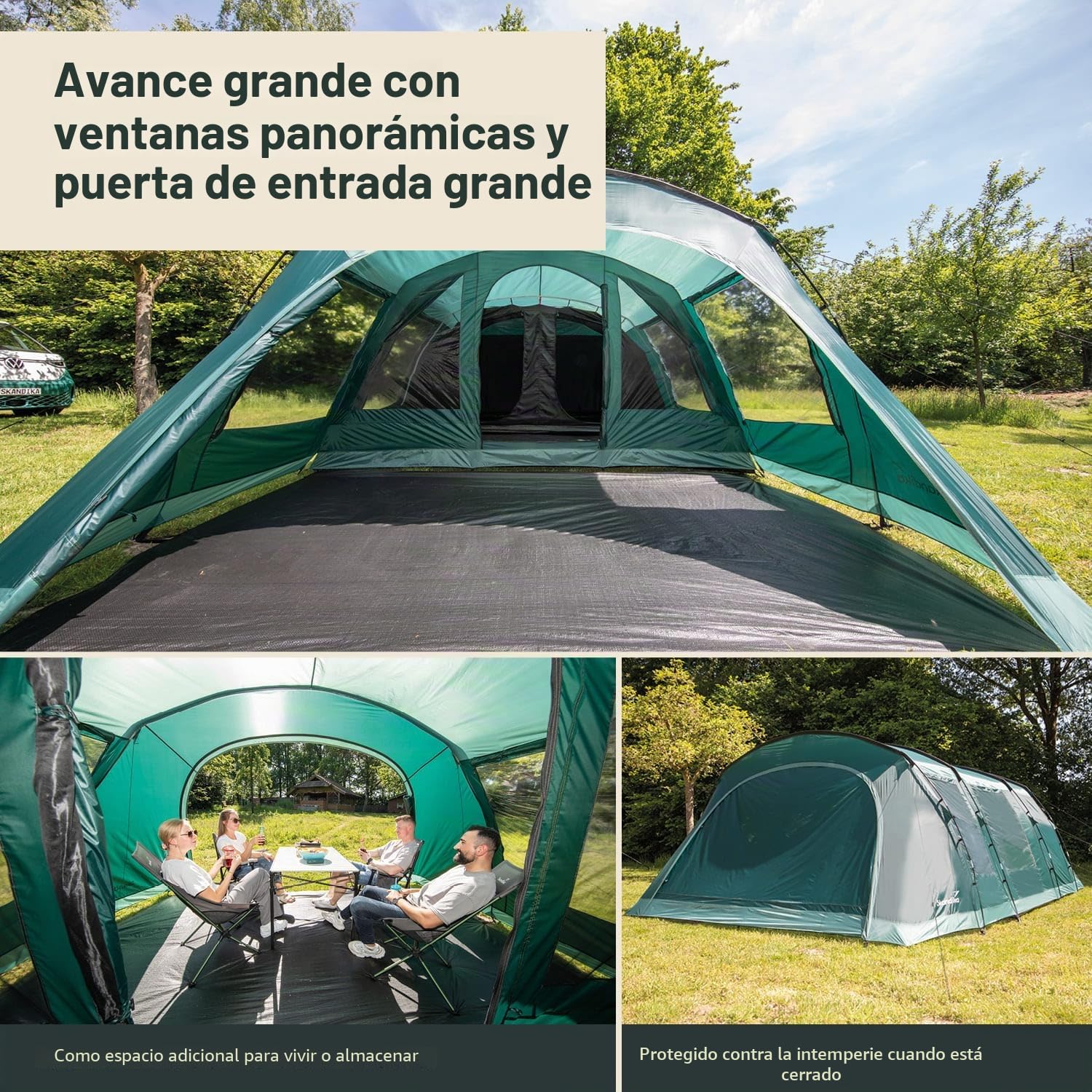 Skandika Kaupanga 6 Protect Tienda de campaña Familiar túnel | para 6 Personas, Impermeable, 3000 mm de Columna de Agua, Cabina Oscura para Dormir