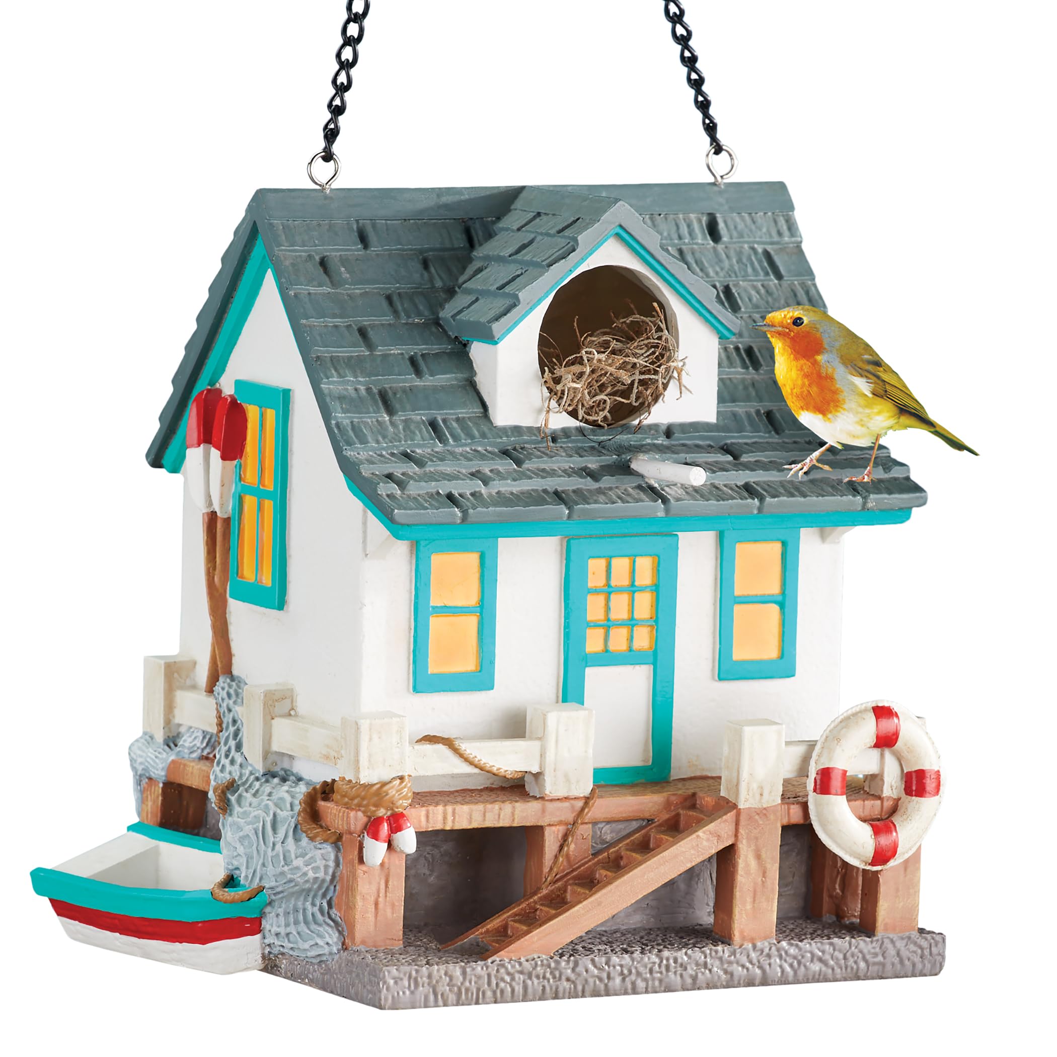 Collections Etc Coastal Beach House Hanging Birdhouse