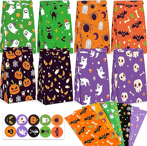 VGOODALL 54 bolsas de regalo de Halloween a granel, bolsas de papel de Halloween, bolsas de dulces, bolsas de regalo, bolsas de aperitivos para