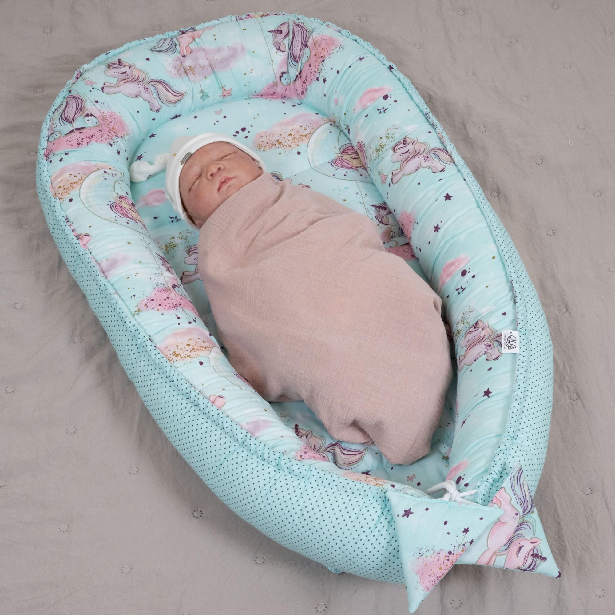 PaLulli® Babynest (Blaue Einhörner, Babynestchen NUR)