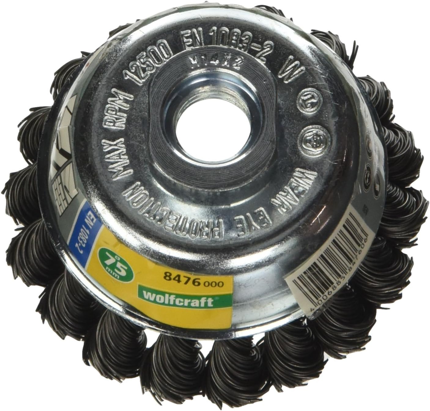 Wolfcraft 1 Wire Cup Brush Angle Grinder 14 mm Thread 75 mm Diameter Twisted