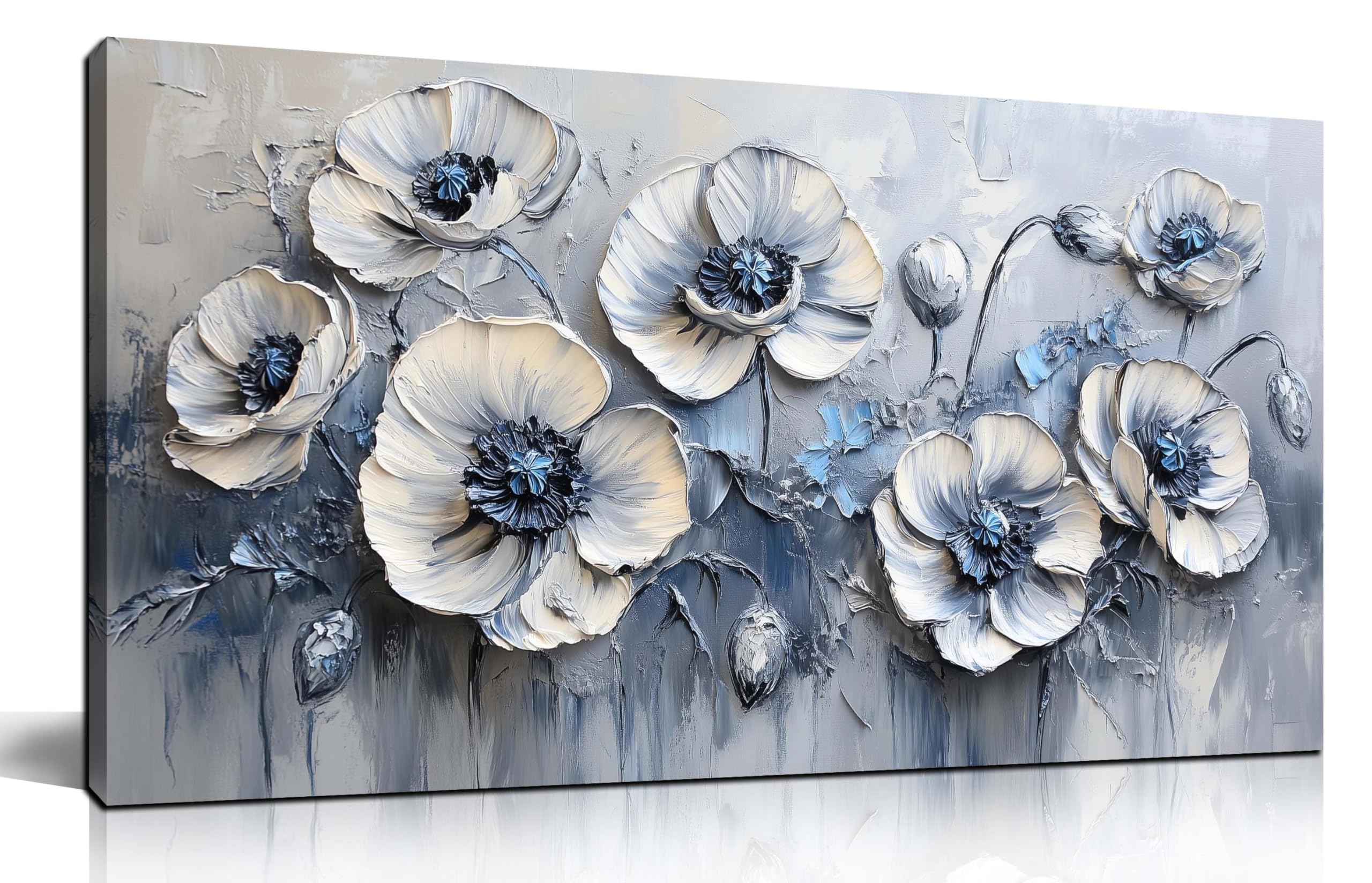 AOZEMI White Wall Art Flower Wall Decoration for Bathroom