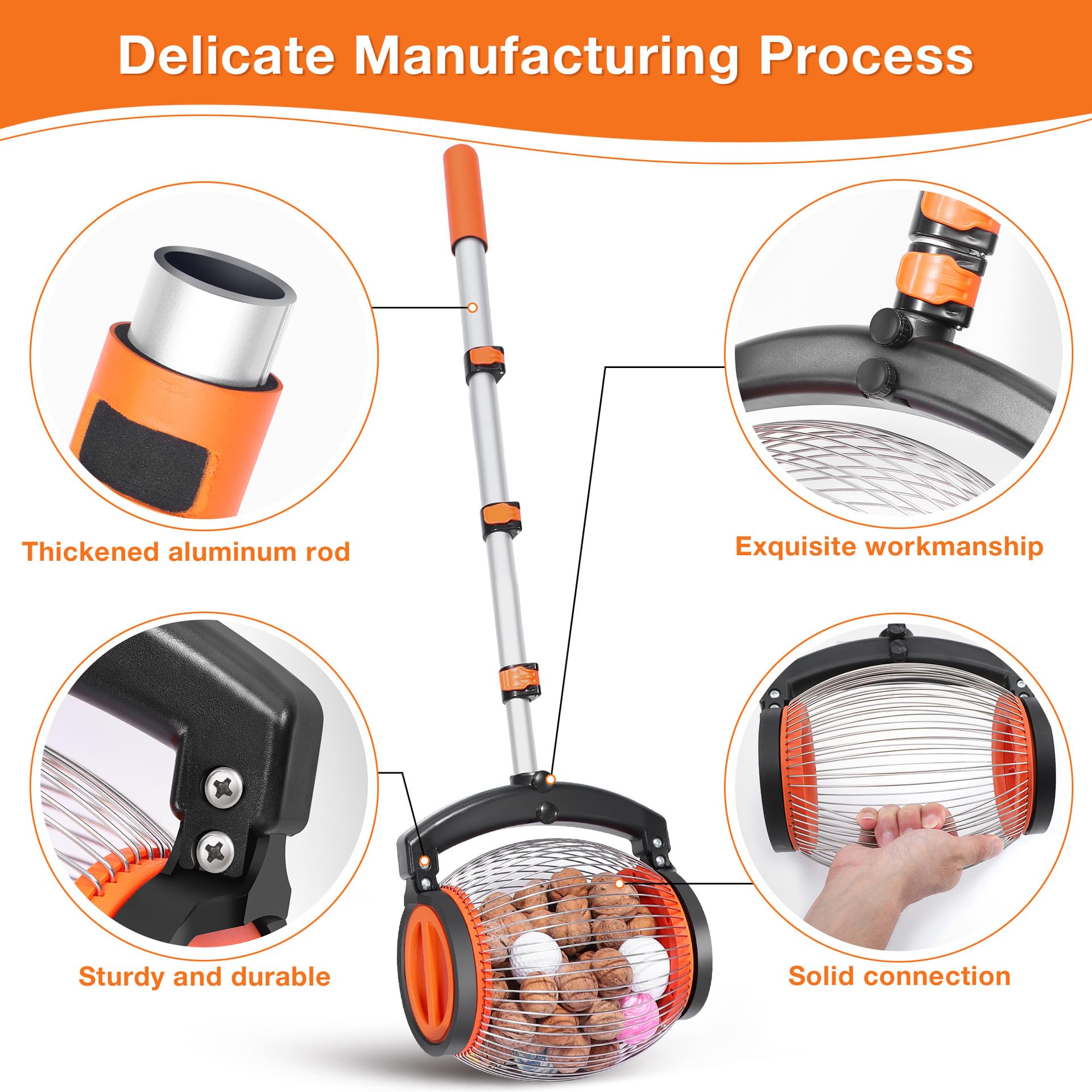 Walnusssammler Mit Teleskopstange - Edelstahl Für Garten & Wald