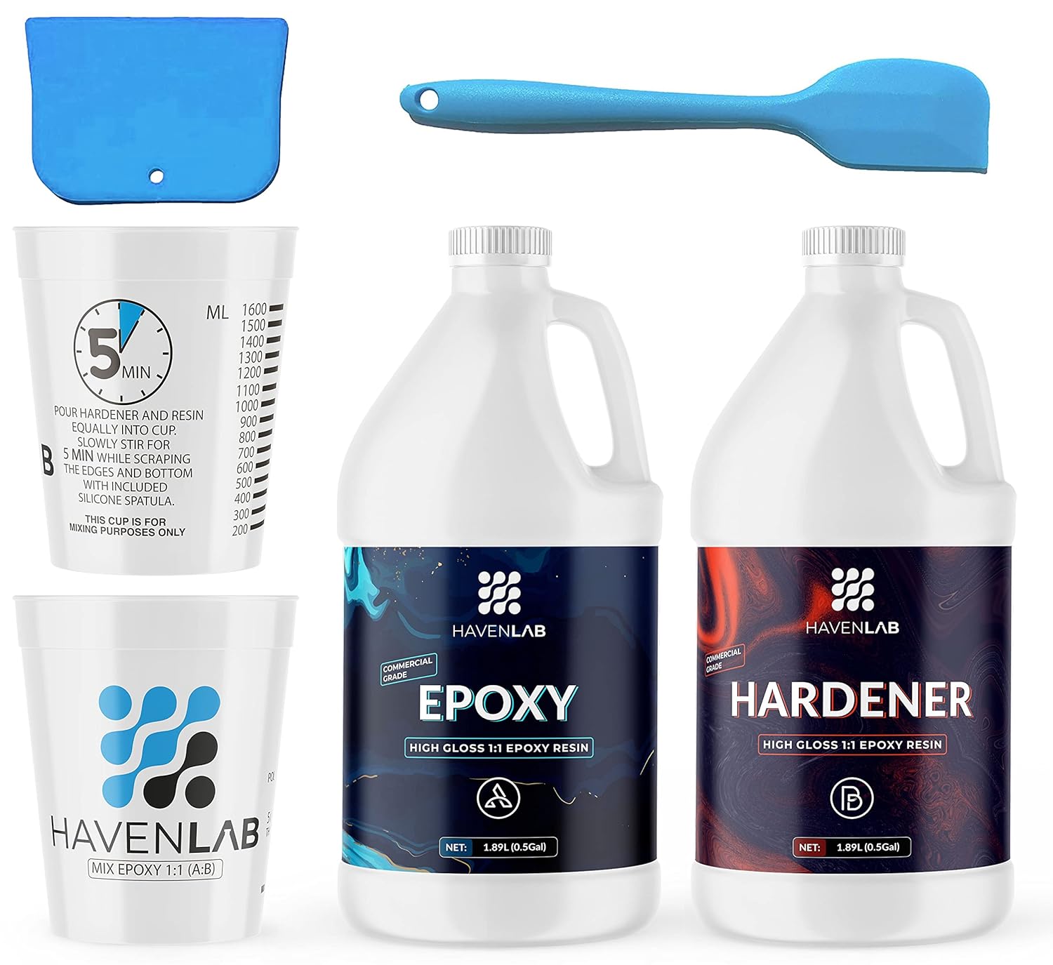 Epoxy Resin Kit – Kit with Silicone Spatula, Mixing Cup and Spreader –Clear Epoxy Set for DIY Crafts and Artworks for Tabletops and Coatings