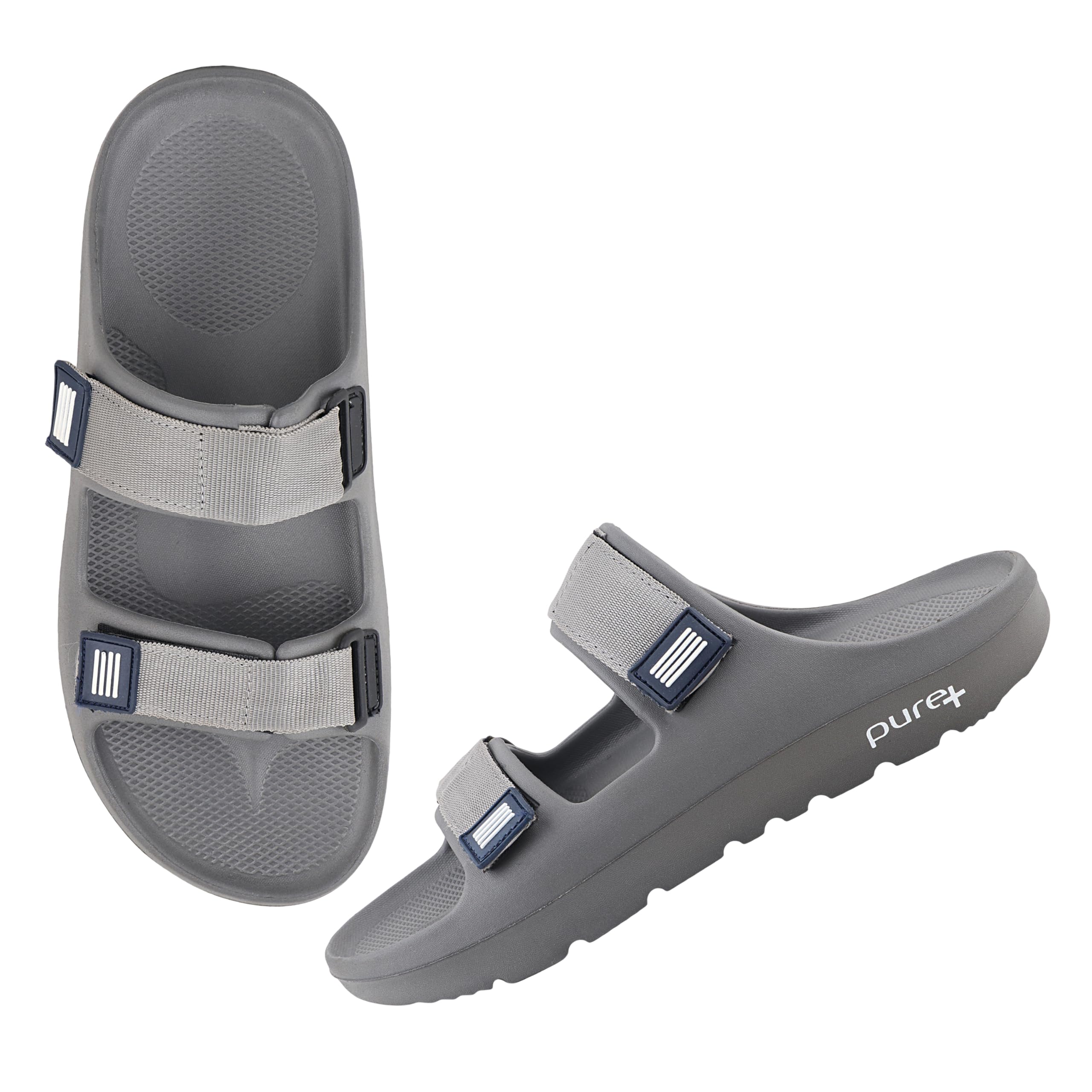 URJO Mens Pure-54 Gray Sliders Grey - Image 1