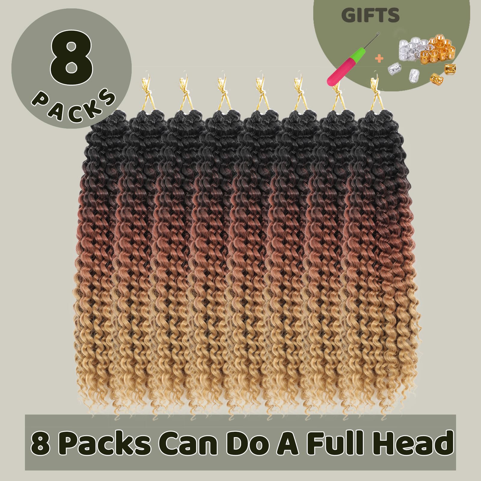FANWYFYU 8Packs GoGo Curl Crochet Hair 22 Inch Long Wave Curly Crochet Hair for Women Passion Twist Crochet Hairs Curl Water Wave Deep Twist Crochet Braids Synthetic Hair Extensions (1B/30/27) - Image 4