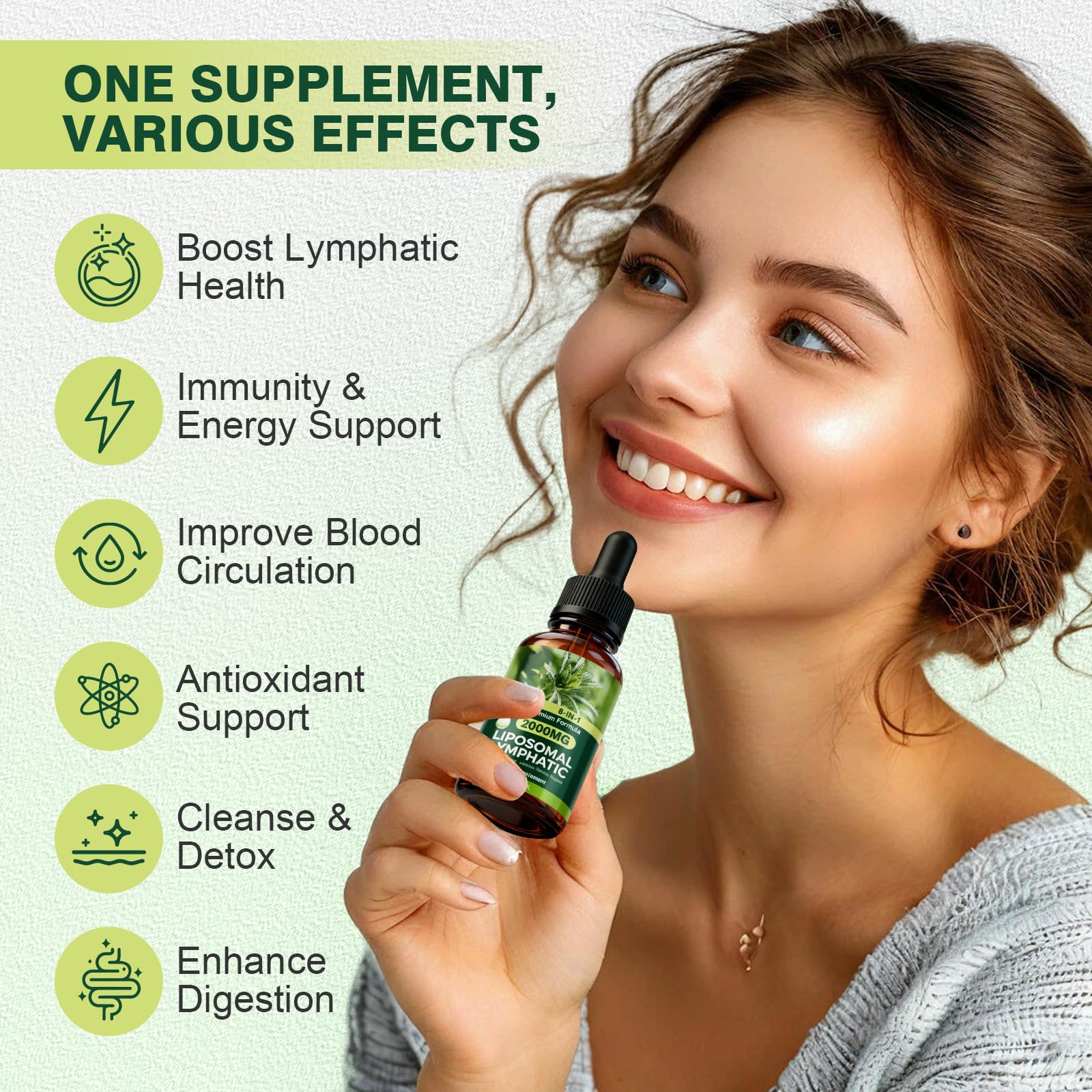 Lymphatic Drainage Drops for Detox and Cleanse, Liposomal Lymphatic Drainage Supplements with Cleavers, Calendula, Echinacea & Dandelion for Lymph Circulation & Immune Health, 2 floz - 5