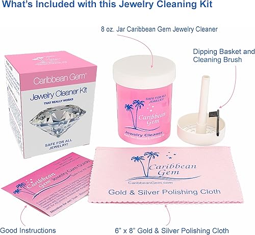 Miniatura 2 de All Purpose Jewelry Cleaner Kit w8oz Cleaning Solution, Basket & Brush - Jewelry Cleaner Kit for Gold, Silver, Diamonds, Rings, Gems & Precious