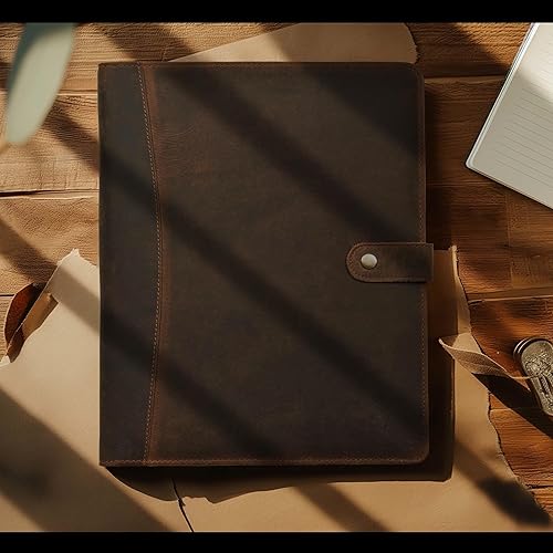 Miniatura 7 de Leather Village Organizador de cartera de cuero, padfolio profesional de negocios para hombres y mujeres, elegante soporte para tarjetas de
