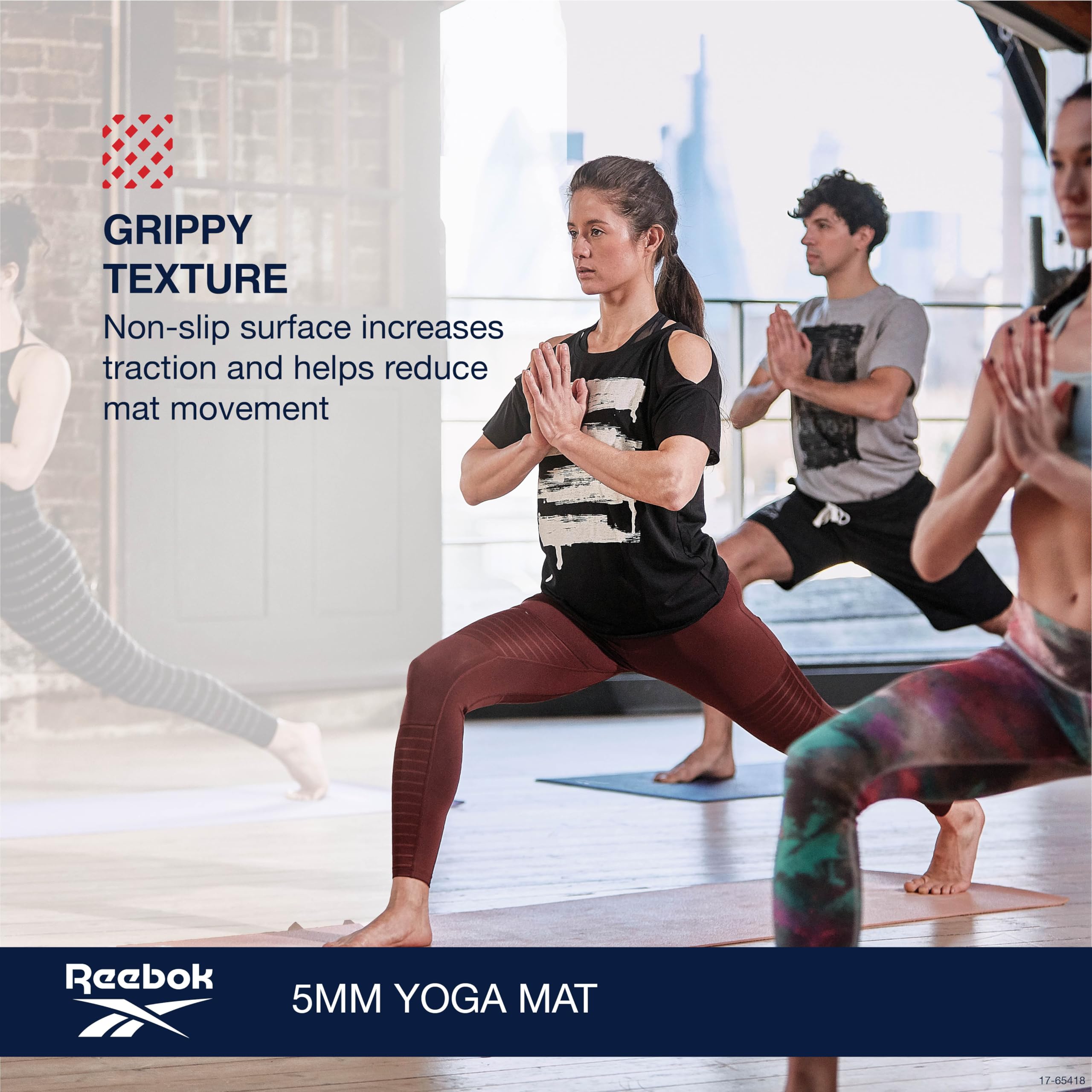 Reebok Esterilla de yoga sólida de 5 mm, 172.7 cm x 61.0 cm, antideslizante, ligera