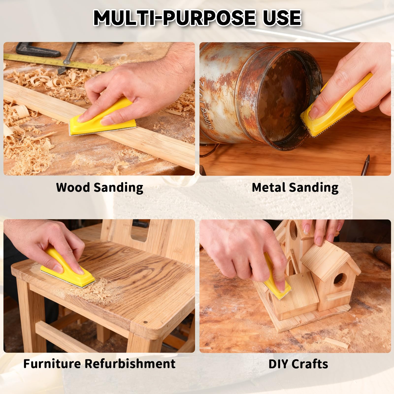 Set van 120 vellen schuurpapier met schuurblok, 90 x 30 mm, mini- schuurgereedschap, verschillende korrelgroottes 40/60/80/100/120/180/240/400/600/800/1000/2000 voor slijpen en polijsten