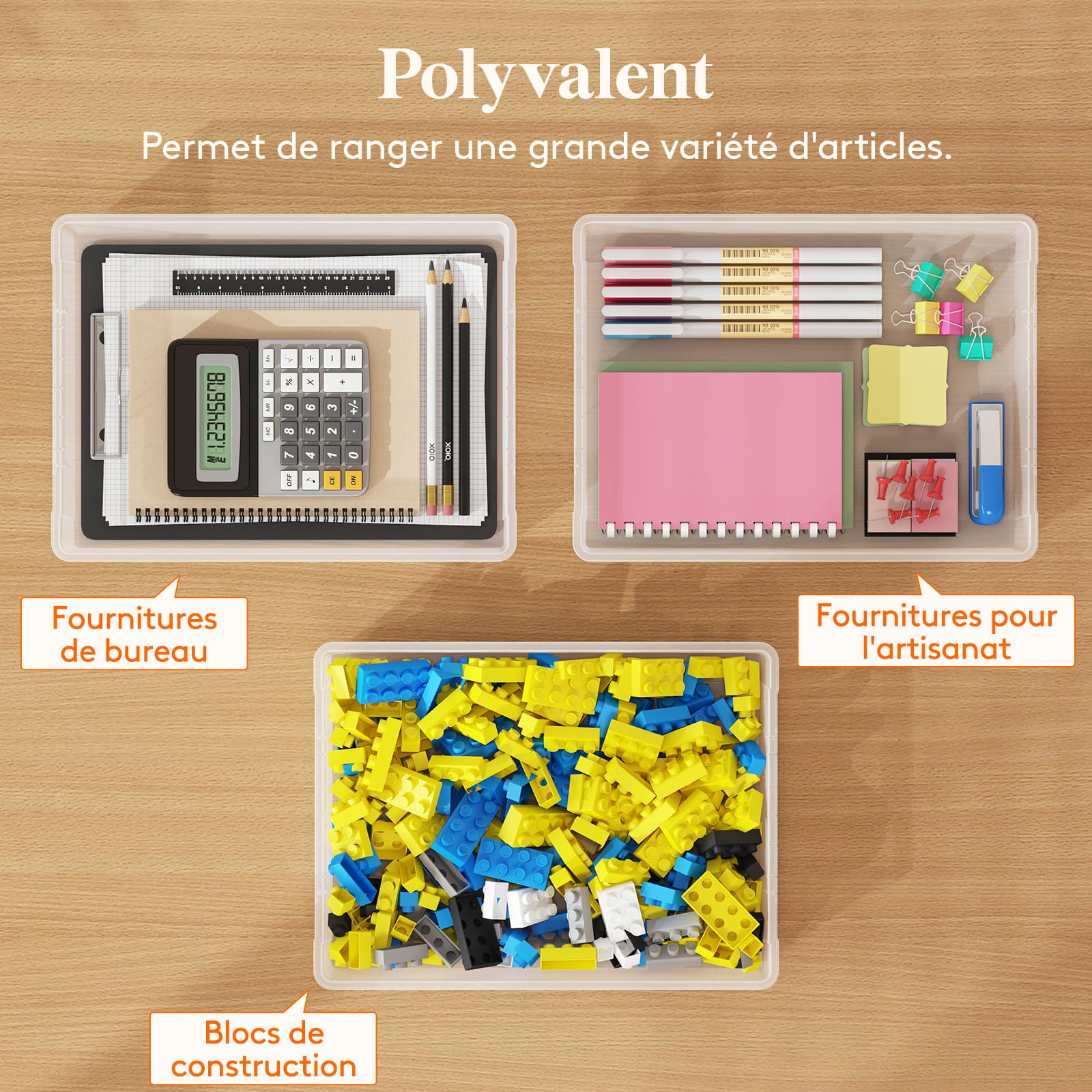 Lifewit Boite de Rangement A4 avec Couvercle, 5L Boite Rangement Document Papier, Boite Archives Carton Plastique, Boîtes de Stockage, Caisse de Rangement, 32 x 23 cm, Transparent, 4 Pièces