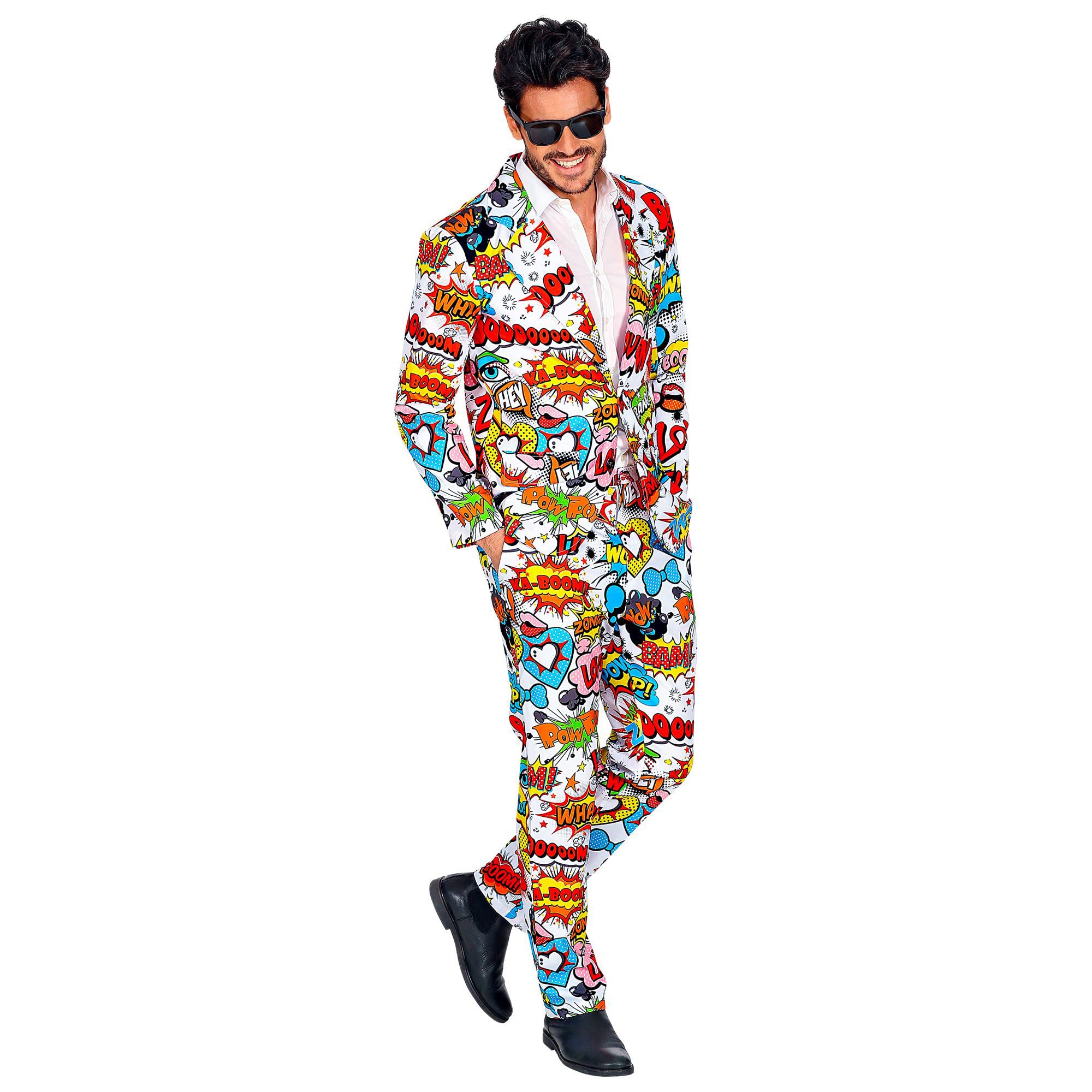 W WIDMANN MILANO Party Fashion - Abito da uomo anni '60 | Giacca retrò con pantaloni, look da fumetto, stile Pop Art, per Carnevale, feste a tema ed eventi anni '60