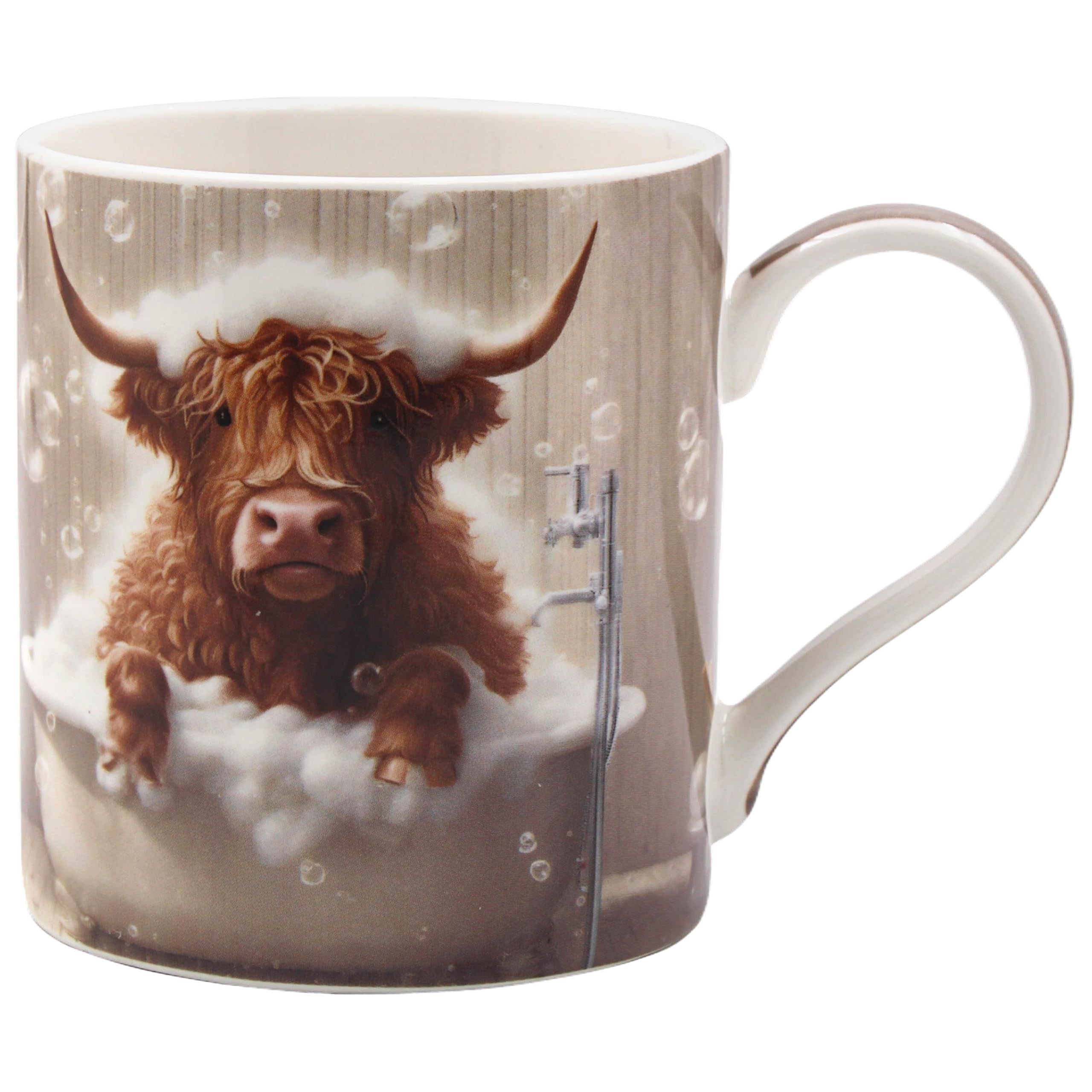 L & P Home & Gifts Men's Highland Cow Bubble Bath Lesser & Pavey Urban Art Mug For Hot & Cold Drinks | Fine China Tea And Coffee Cups For Home & Office | Comfortable & Easy-To-Hold Coffee Mugs For Beverages & Daily Use