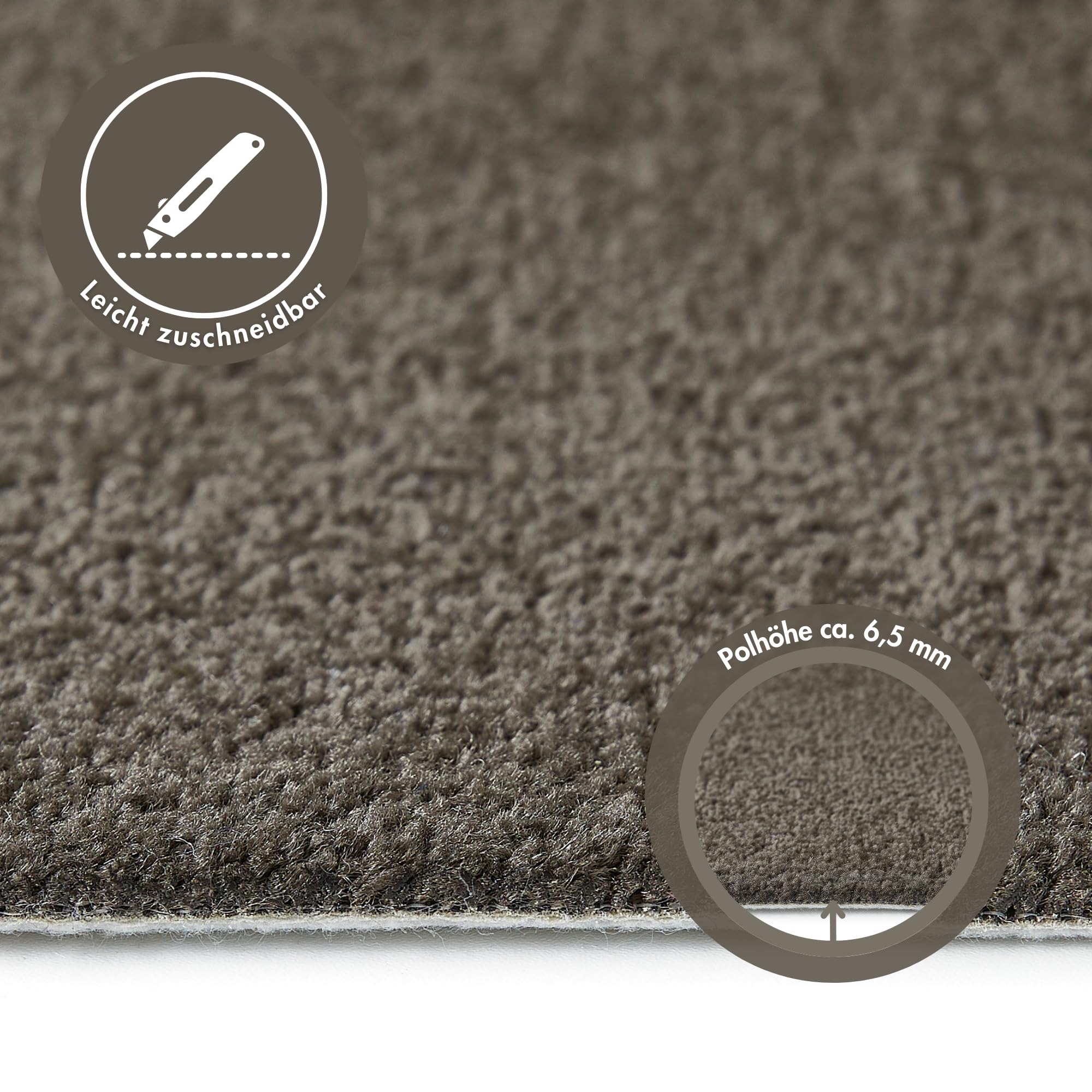 andiamo Teppichboden Izmir einfach zu verlegen - Auslegware Teppichboden - Meterware Bodenbelag - extrem weich mit hoher Trittschalldämmung - weicher feiner Frisé Teppichboden 400 x 500 cm Braun-Grau
