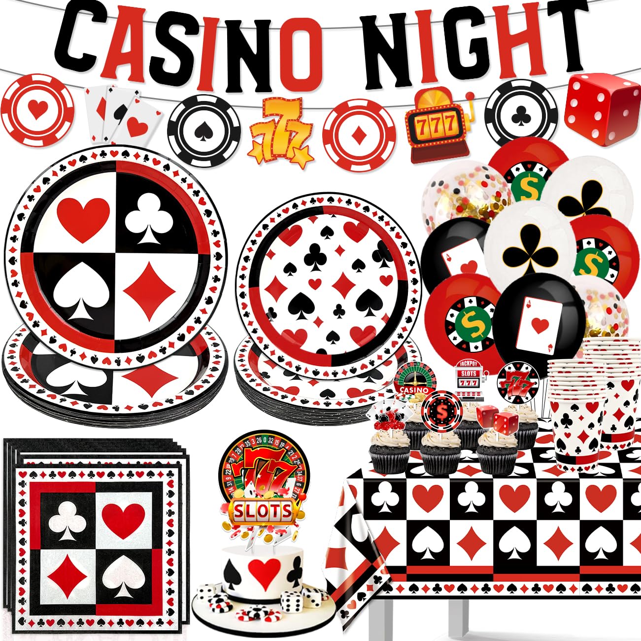 Casino Theme Party Decorations Casino Plates and Napkin for Casino Poker Games Night Birthday Party Casino Night Tableware Set for Casino Party