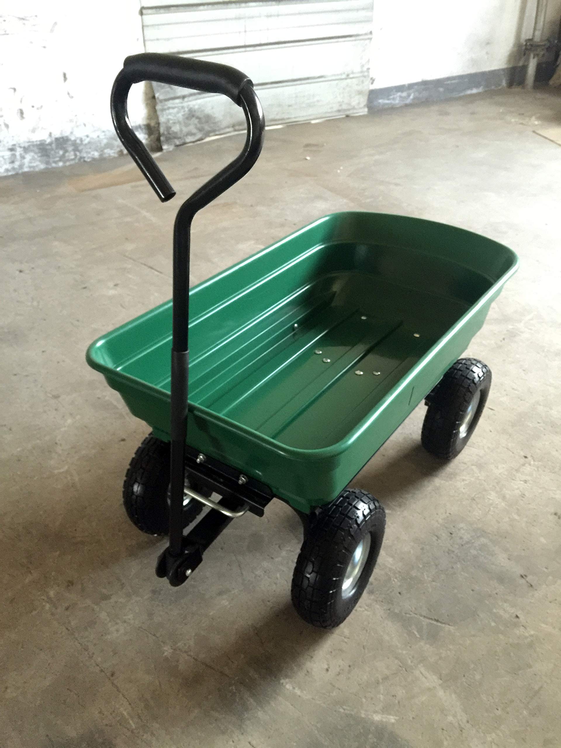Herzberg Chariot de Jardin à Main 75 L HG8028-75, Capacité 200 Kg, Vert