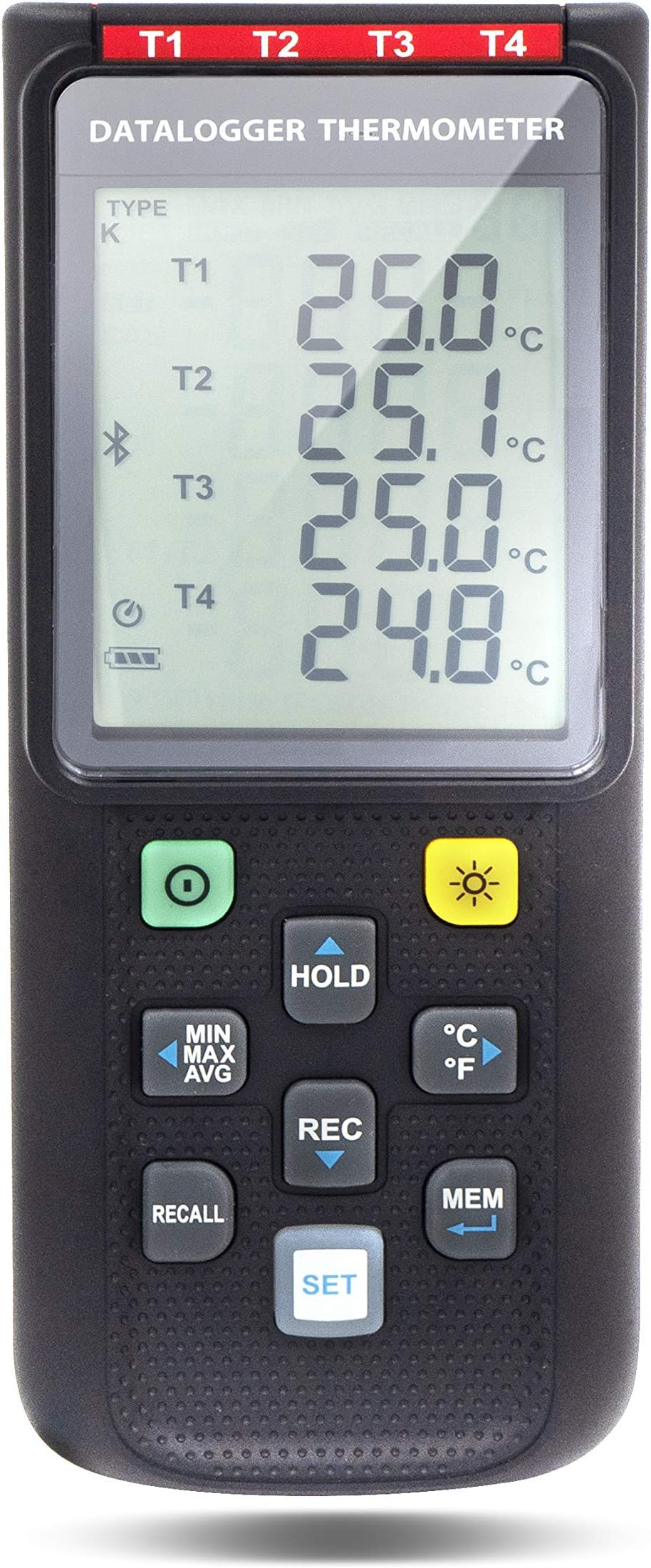 TC0521, 4 Channels Thermocouple Thermometer K,J,E,T,N,R,S Type Data Logger, USB PC & Wireless to Mobile app iOS/Android