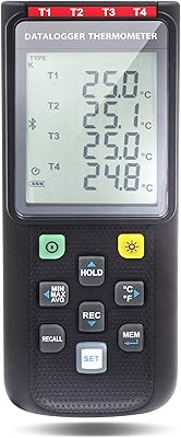 PerfectPrime TC0521, 4 Channels Thermocouple Thermometer K,J,E,T,N,R,S Type Data Logger, USB PC & Wireless to Mobile app iOSAndroid