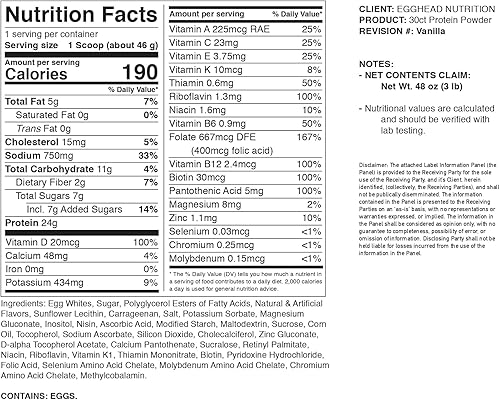 Miniatura 6 de Proteína de clara de huevo - 0.85 oz (gramos) 3.3 libras, sin lácteos, sin gluten, sin OMG, fabricado en los Estados Unidos (vainilla)