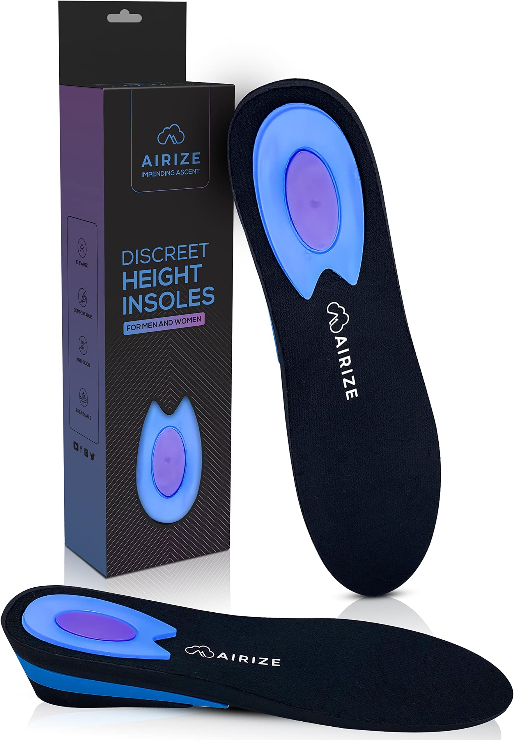 Airize Height Increase Insoles for Men, Shoe Inserts to