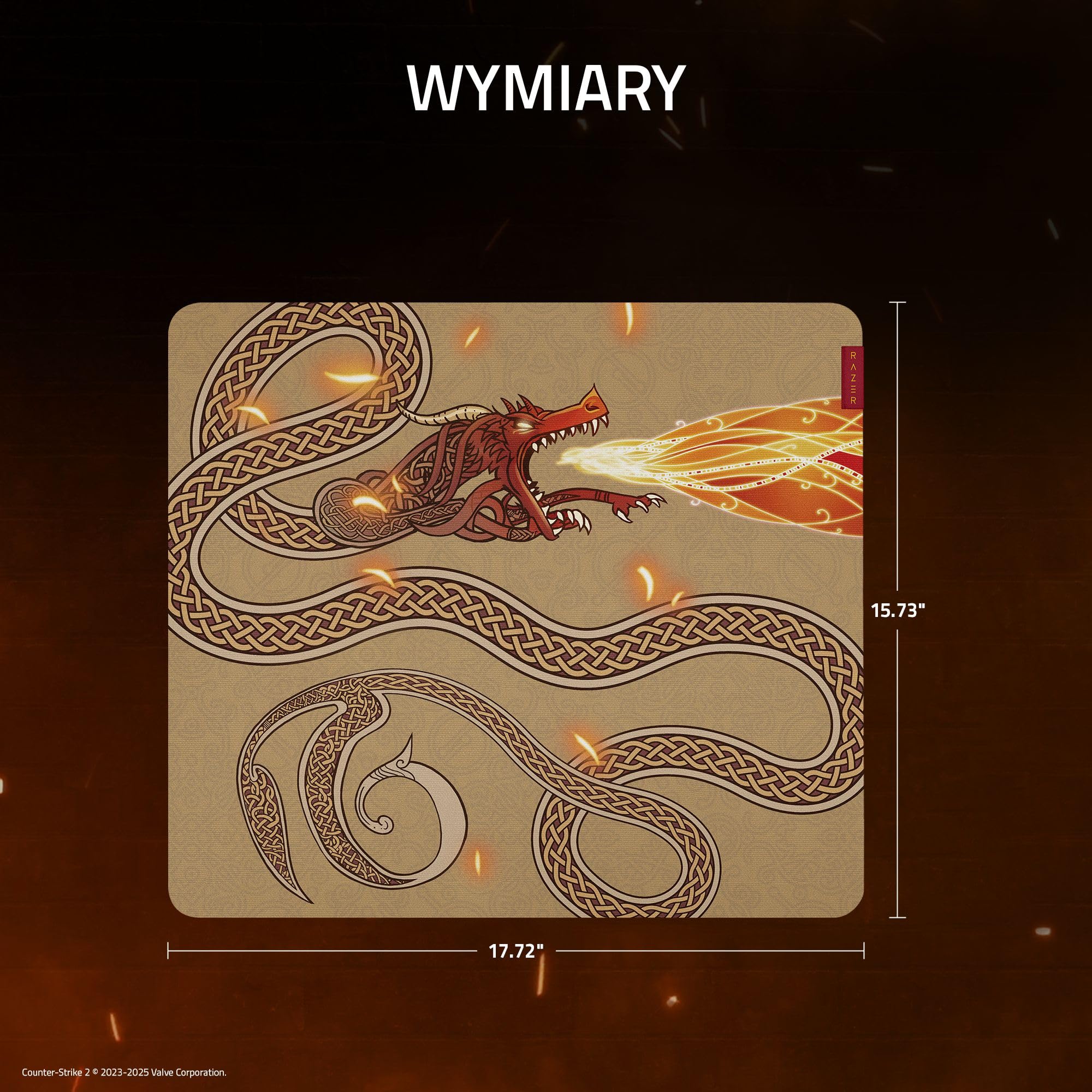 Razer Gigantus V2 L Counter-Strike 2 Dragon Lore - Miękka podkładka pod mysz do gier zapewniająca optymalną kontrolę - Teksturowana mikrowłóknina - 450 x 400 x 3 mm | Dragon Lore