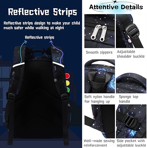 Miniatura 6 de Mochila escolar con estampado de galaxias para niños de secundaria y primaria
