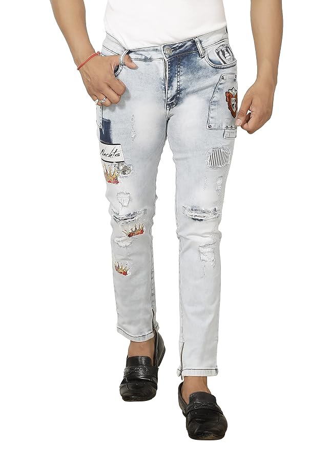 Buy White Apple Slim Fit Blue Men Jeans 